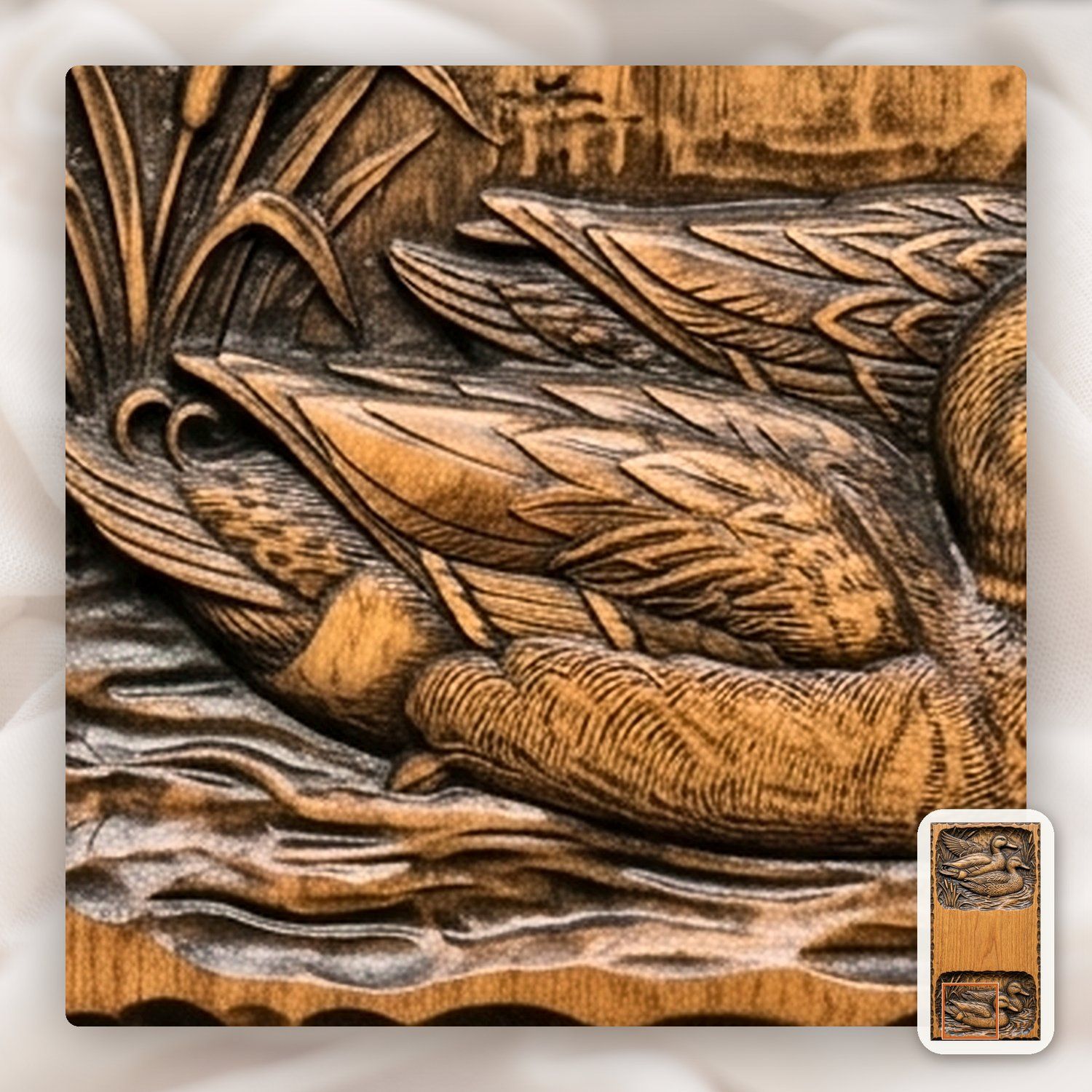 Mallard Ducks Doorbell Backing Plate CNC Relief STL bas-relief STL — view 11