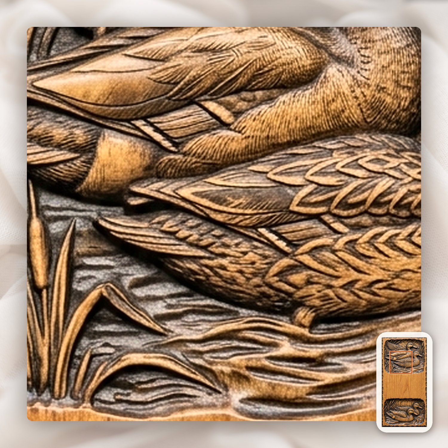 Mallard Ducks Doorbell Backing Plate CNC Relief STL bas-relief STL — view 10