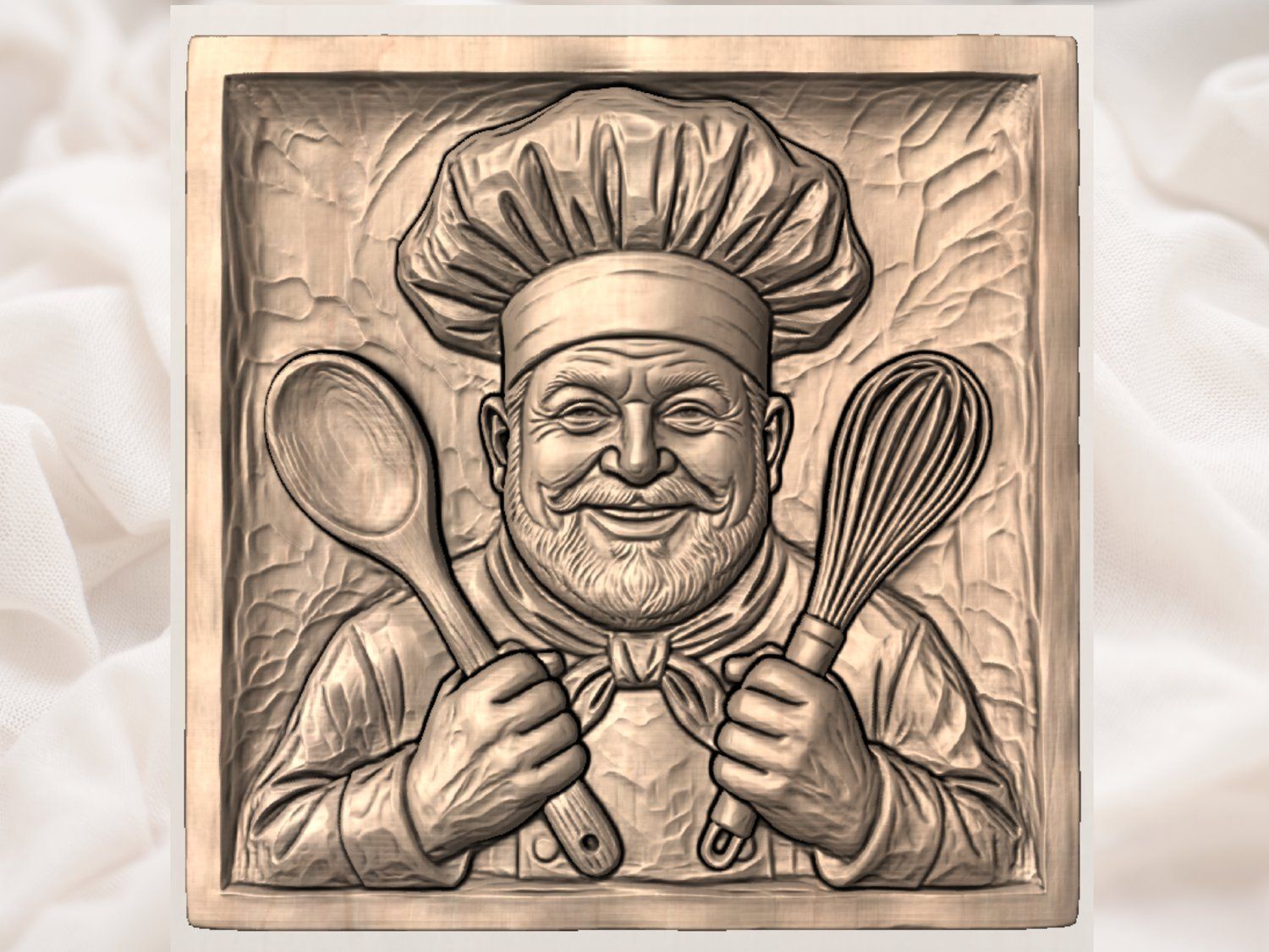Master Chef Kitchen Wall Art Panel bas-relief STL — view 2