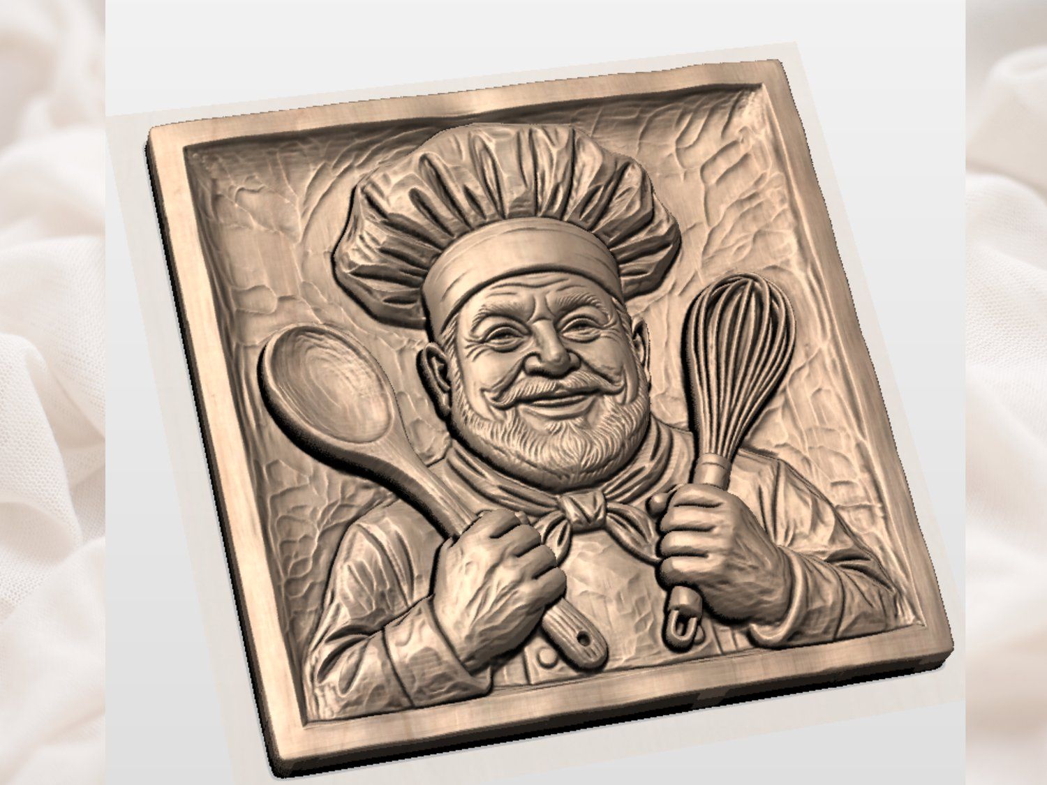 Master Chef Kitchen Wall Art Panel bas-relief STL — view 3