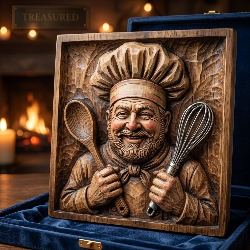 Master Chef Kitchen Wall Art Panel bas-relief STL — view 7