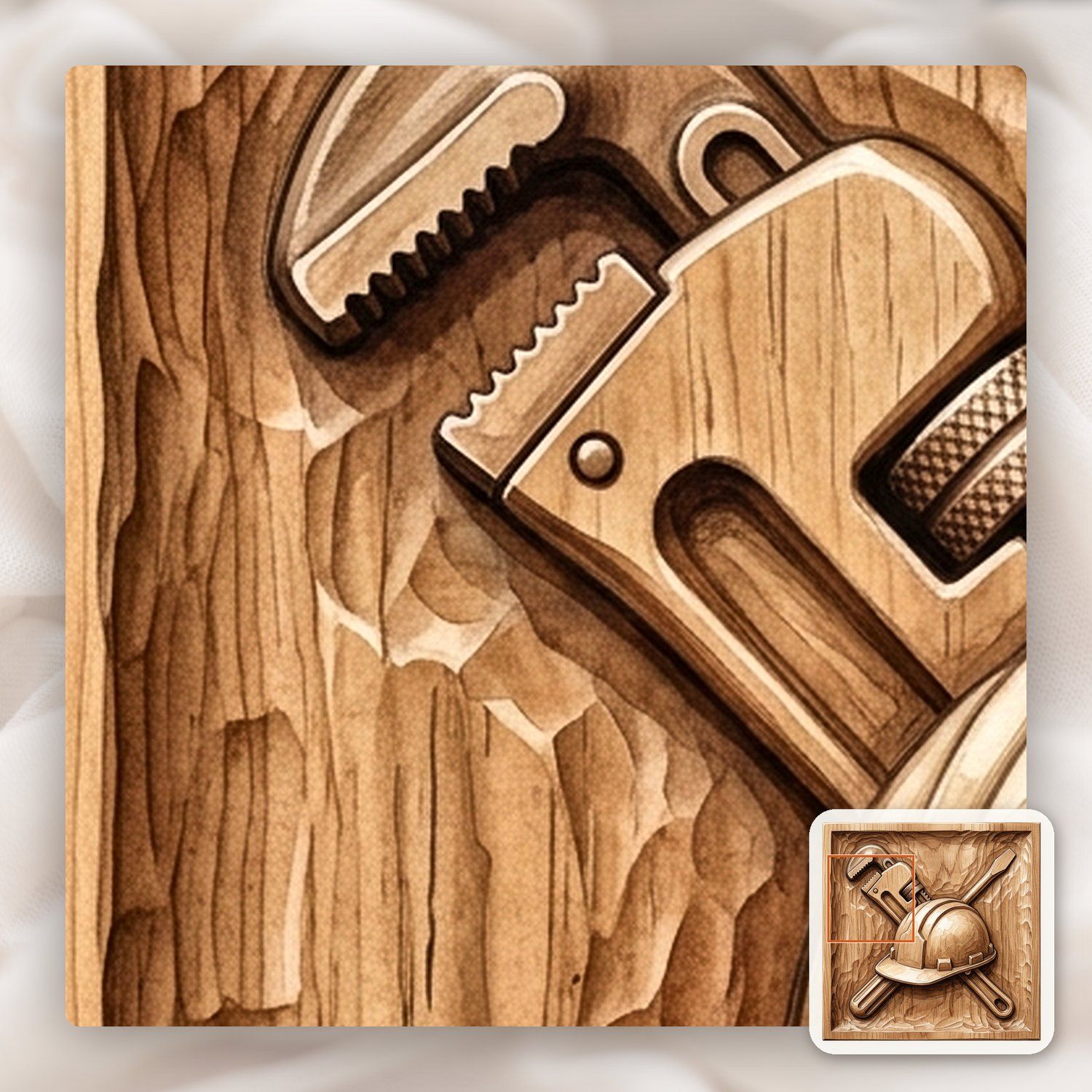 Master Tradesman Tools and Hard Hat Wood Carving CNC Relief STL bas-relief STL — view 12