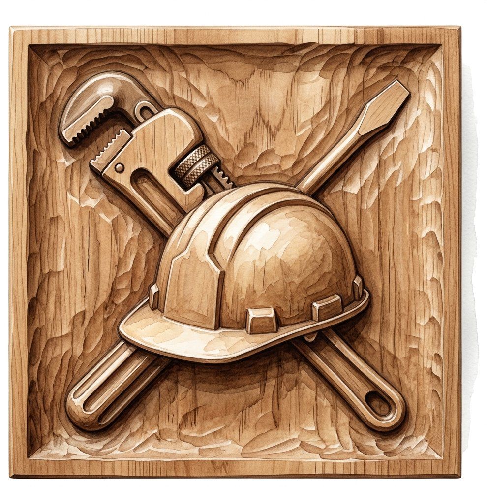 Master Tradesman Tools and Hard Hat Wood Carving CNC Relief STL bas-relief STL — view 15