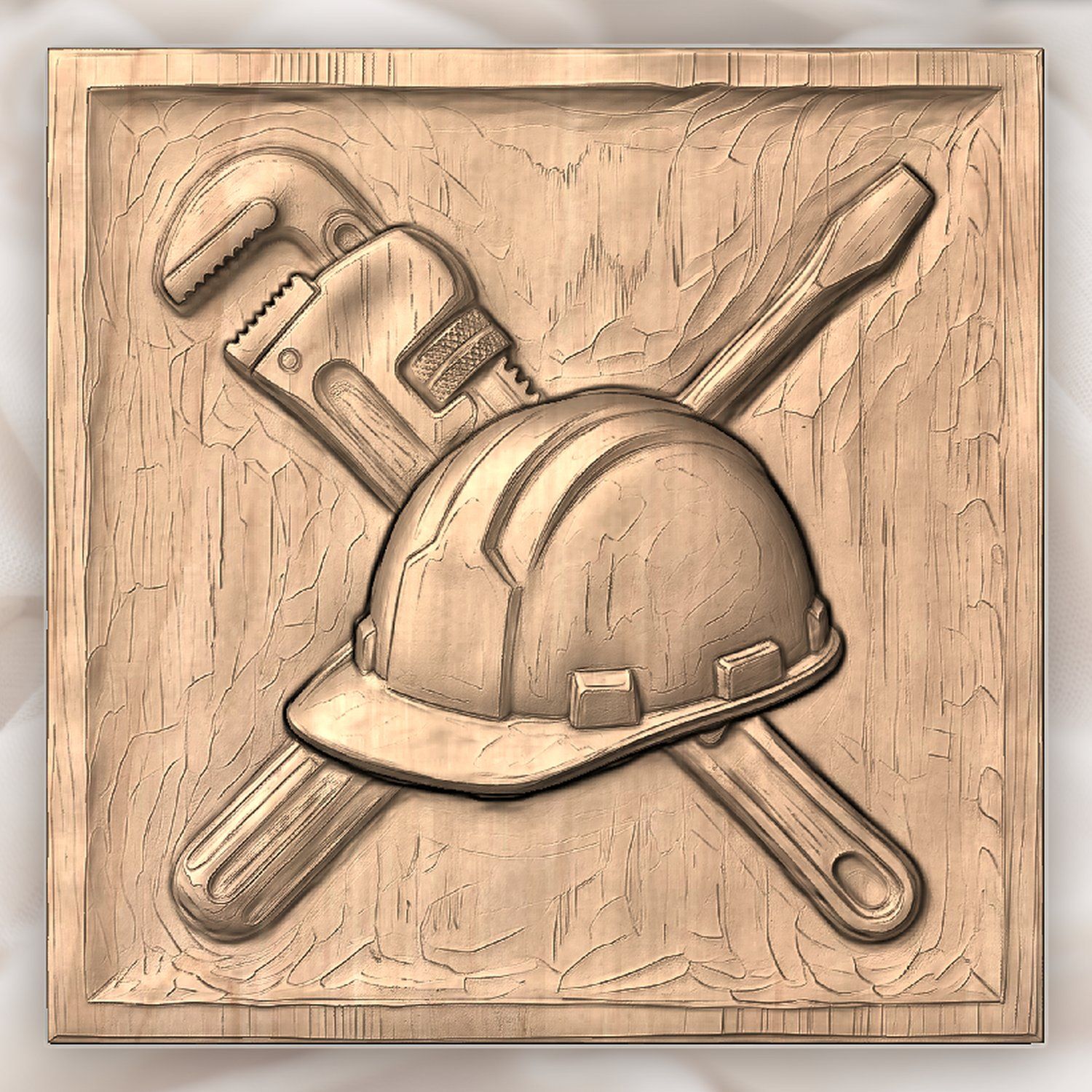 Master Tradesman Tools and Hard Hat Wood Carving CNC Relief STL bas-relief STL — view 4