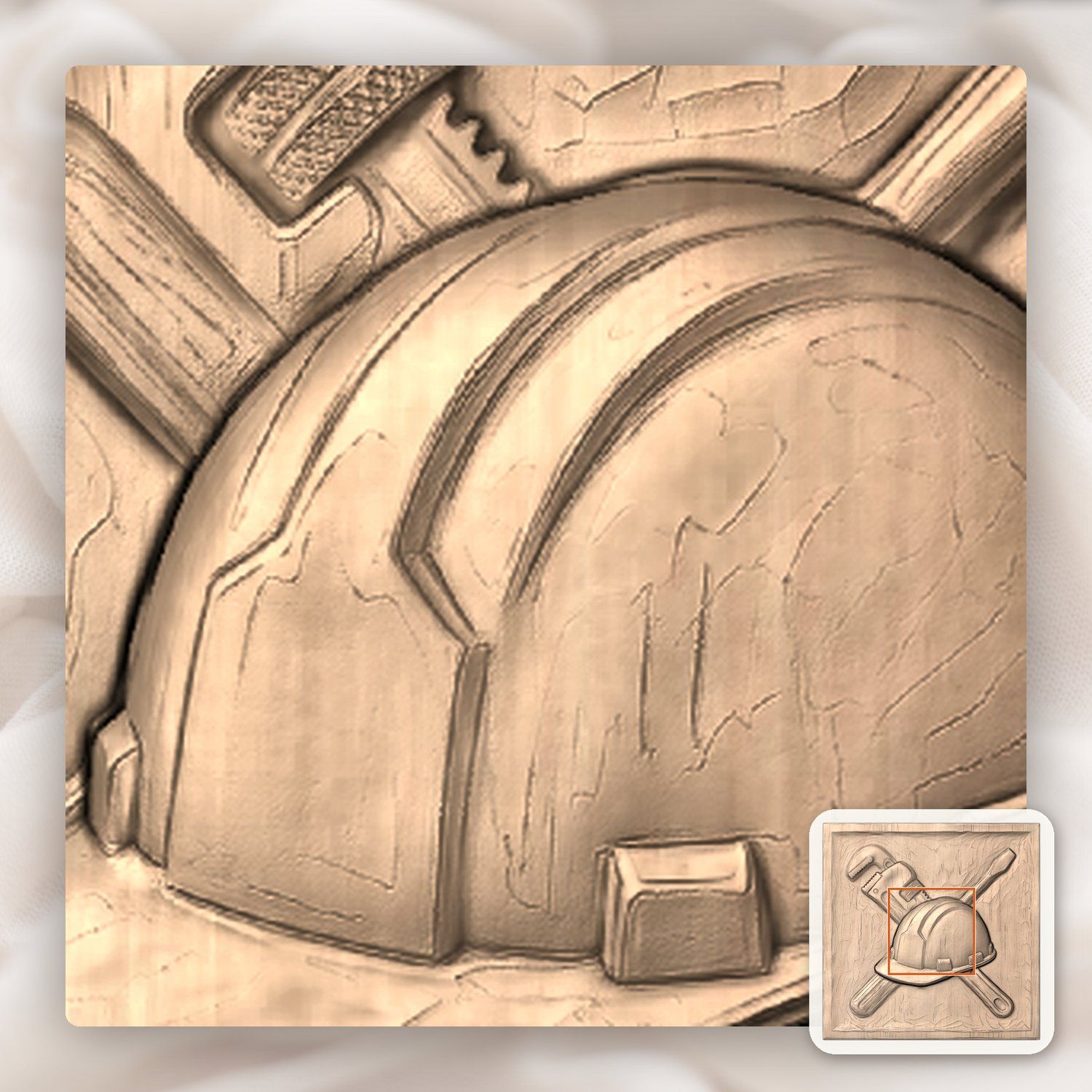 Master Tradesman Tools and Hard Hat Wood Carving CNC Relief STL bas-relief STL — view 7