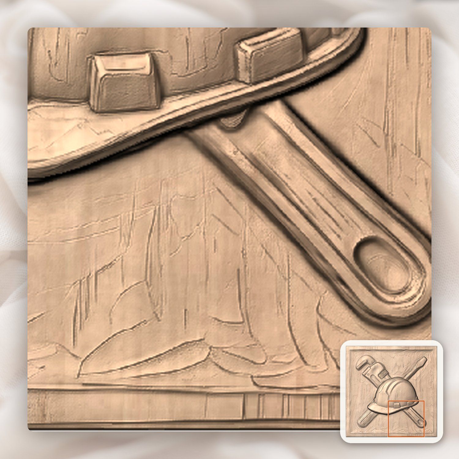 Master Tradesman Tools and Hard Hat Wood Carving CNC Relief STL bas-relief STL — view 8