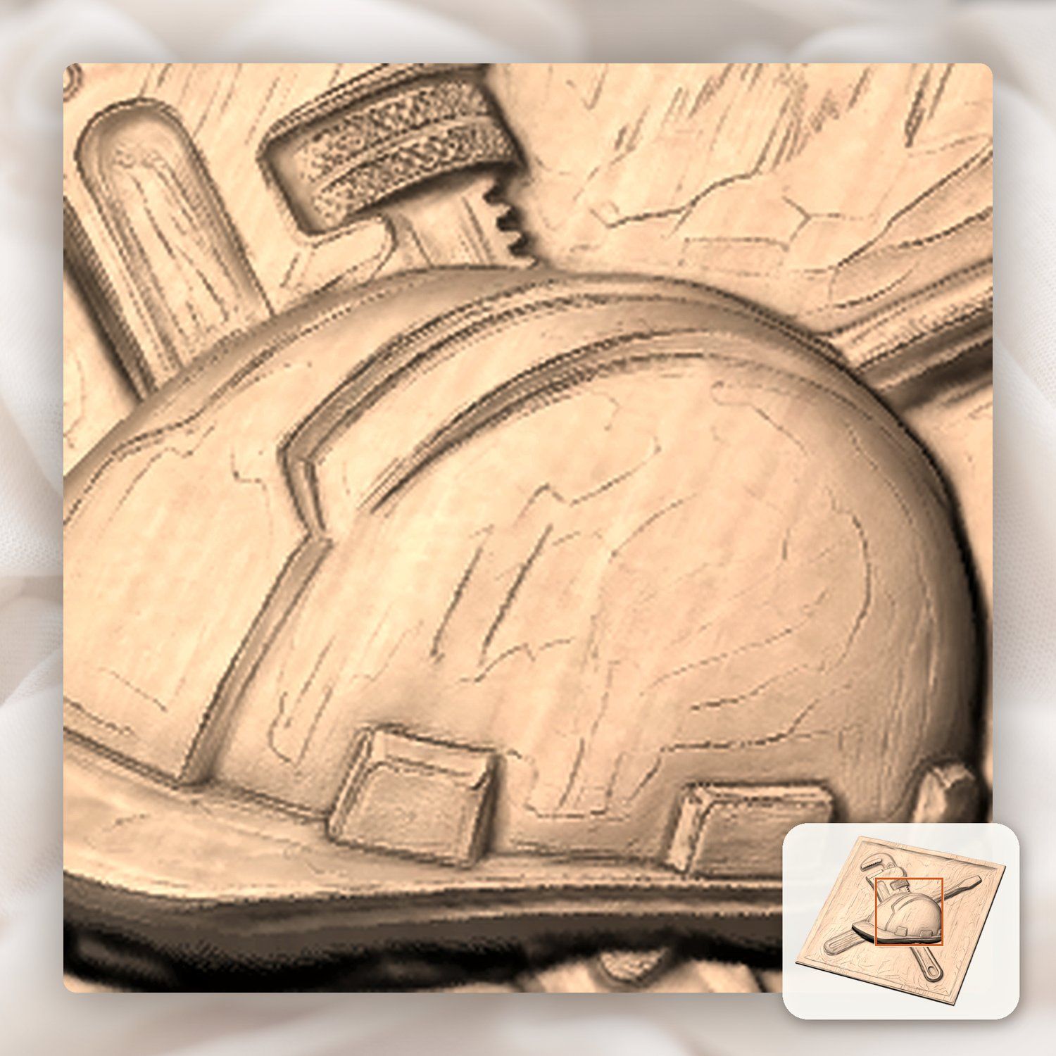 Master Tradesman Tools and Hard Hat Wood Carving CNC Relief STL bas-relief STL — view 10
