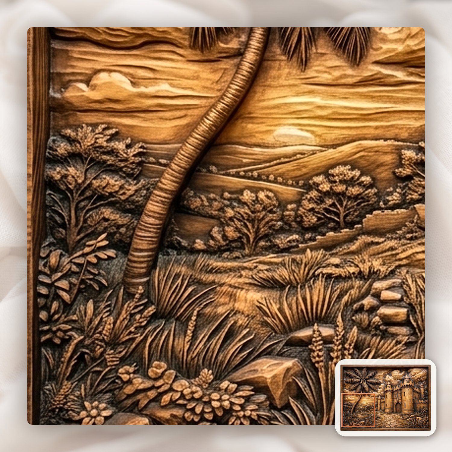 Medieval Castle Palm Tree CNC Relief STL bas-relief STL — view 12