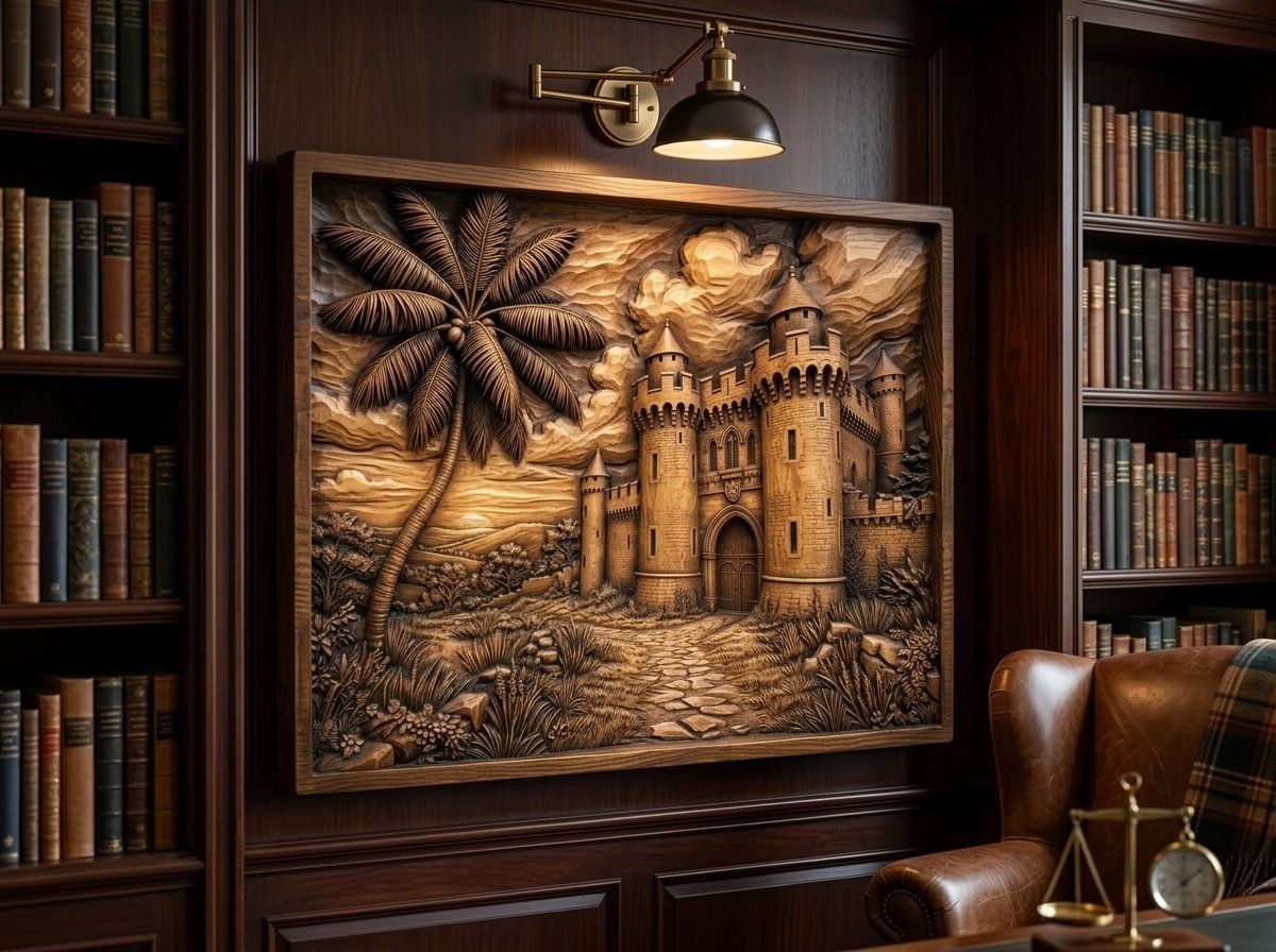 Medieval Castle Palm Tree CNC Relief STL bas-relief STL — view 15