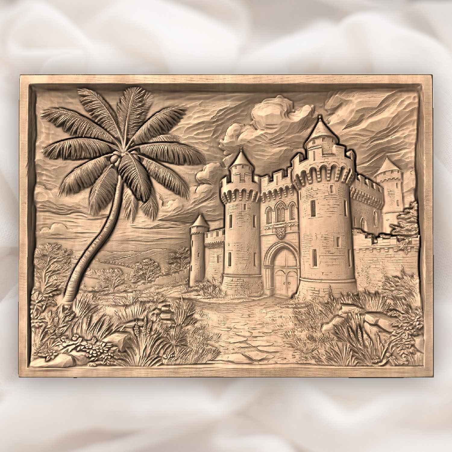Medieval Castle Palm Tree CNC Relief STL bas-relief STL — view 5