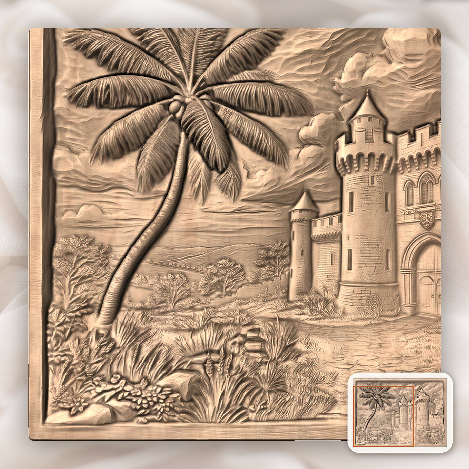 Medieval Castle Palm Tree CNC Relief STL bas-relief STL — view 8