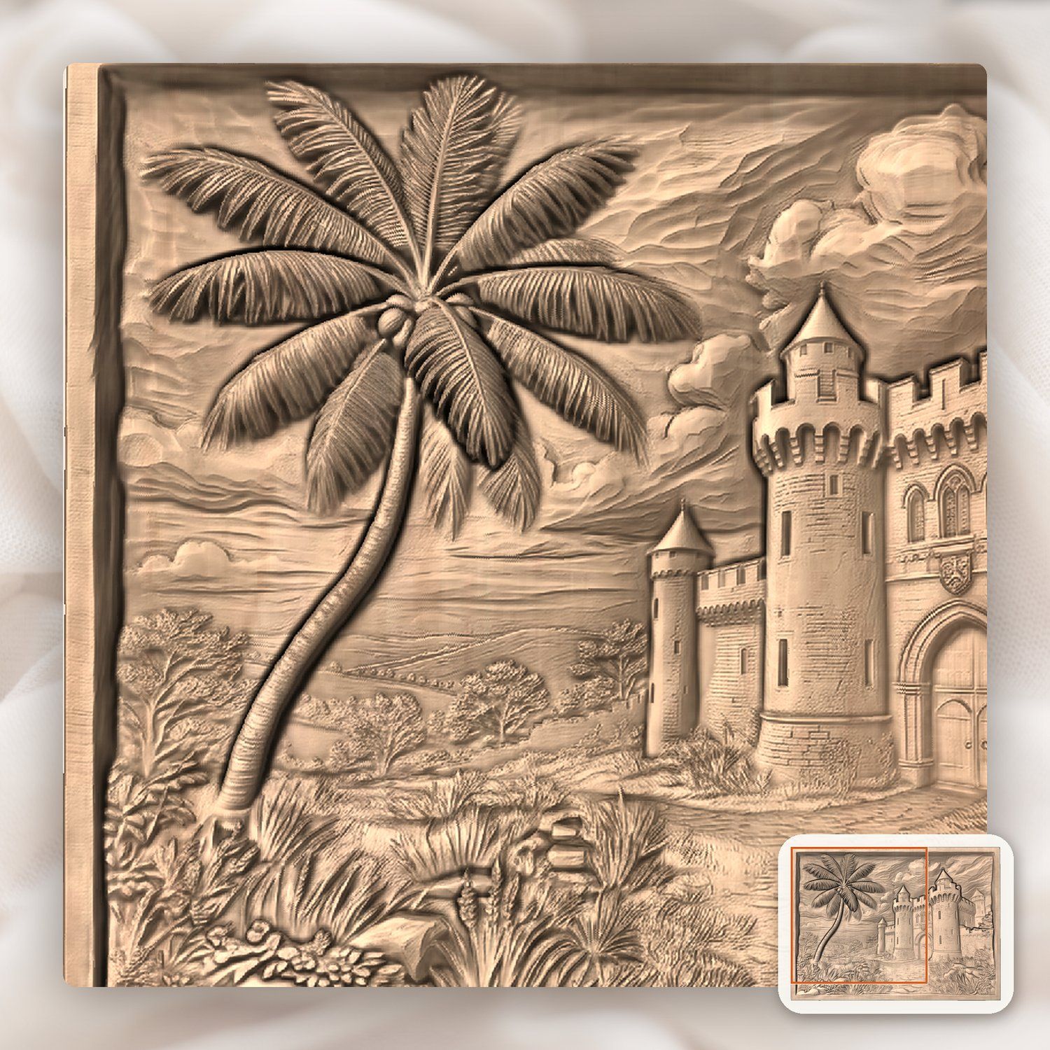 Medieval Castle Palm Tree CNC Relief STL bas-relief STL — view 9