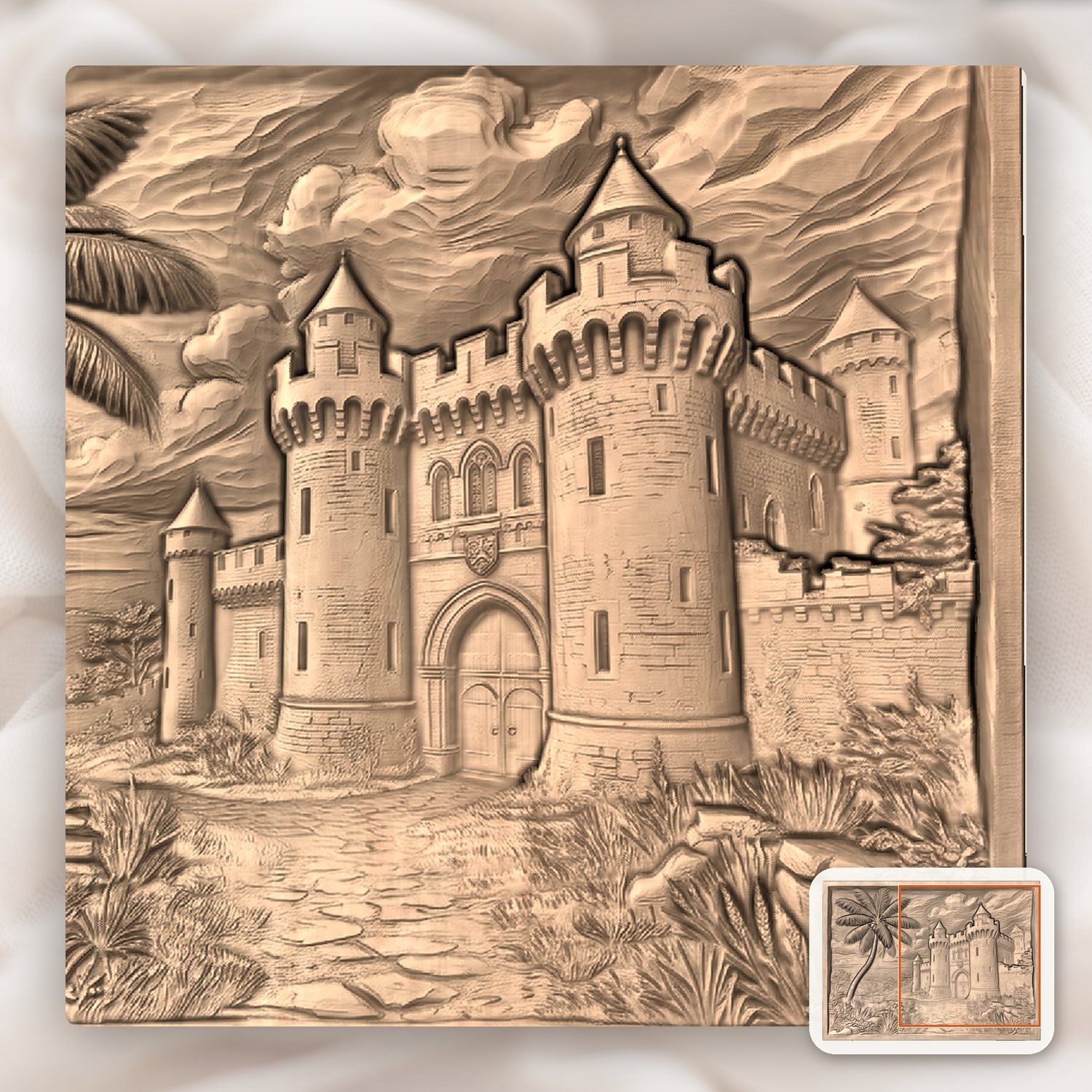 Medieval Castle Palm Tree CNC Relief STL bas-relief STL — view 10