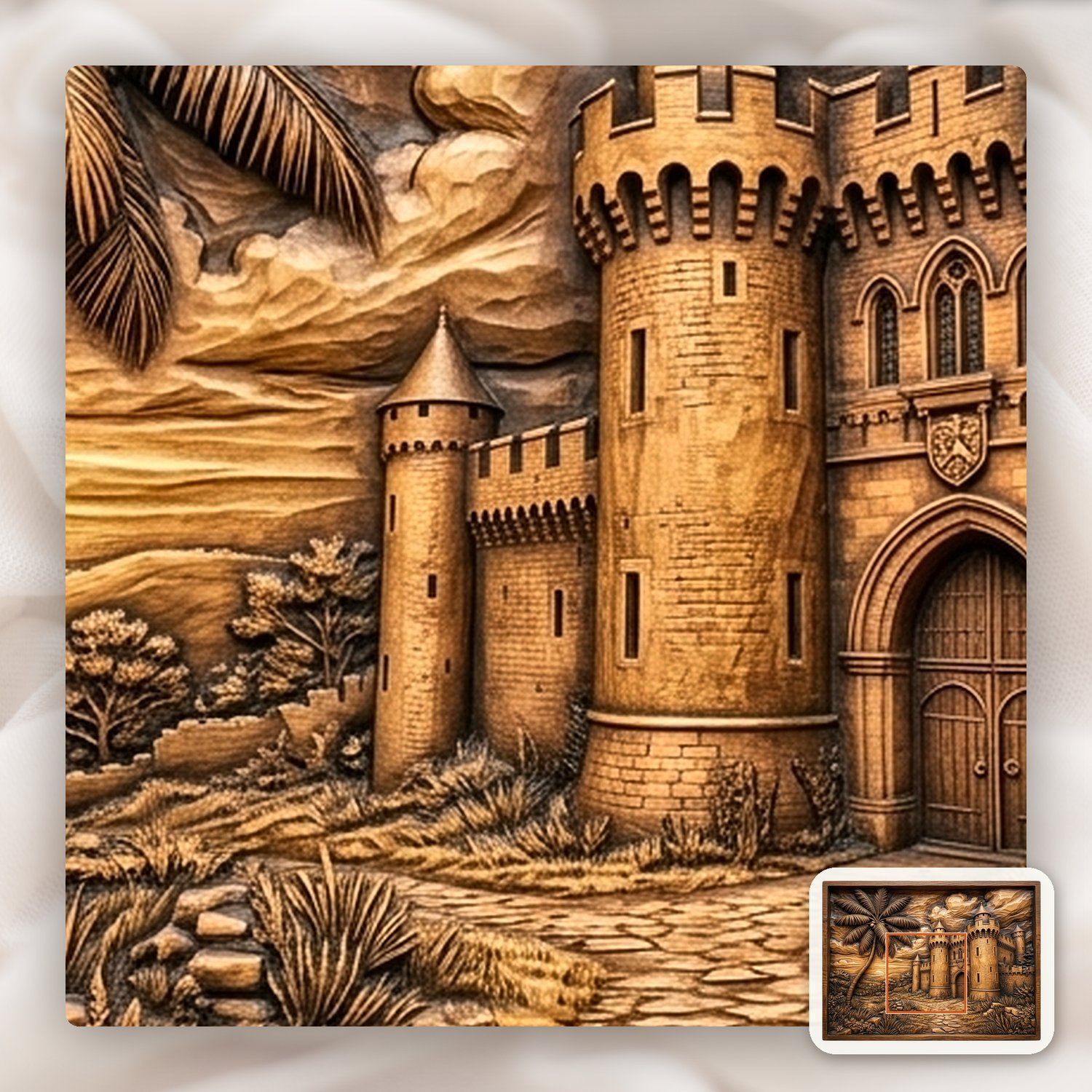 Medieval Castle Palm Tree CNC Relief STL bas-relief STL — view 11