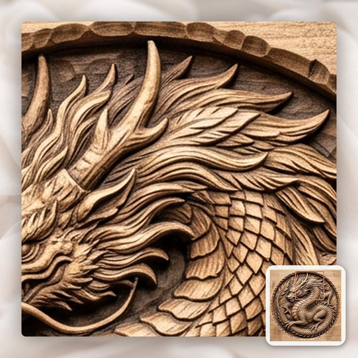 Medieval Coiled Dragon Medallion CNC Relief STL bas-relief STL — view 11