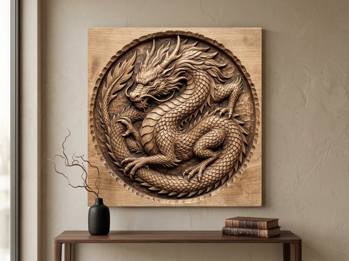 Medieval Coiled Dragon Medallion CNC Relief STL bas-relief STL — view 12