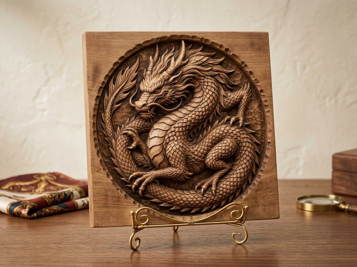 Medieval Coiled Dragon Medallion CNC Relief STL bas-relief STL — view 13