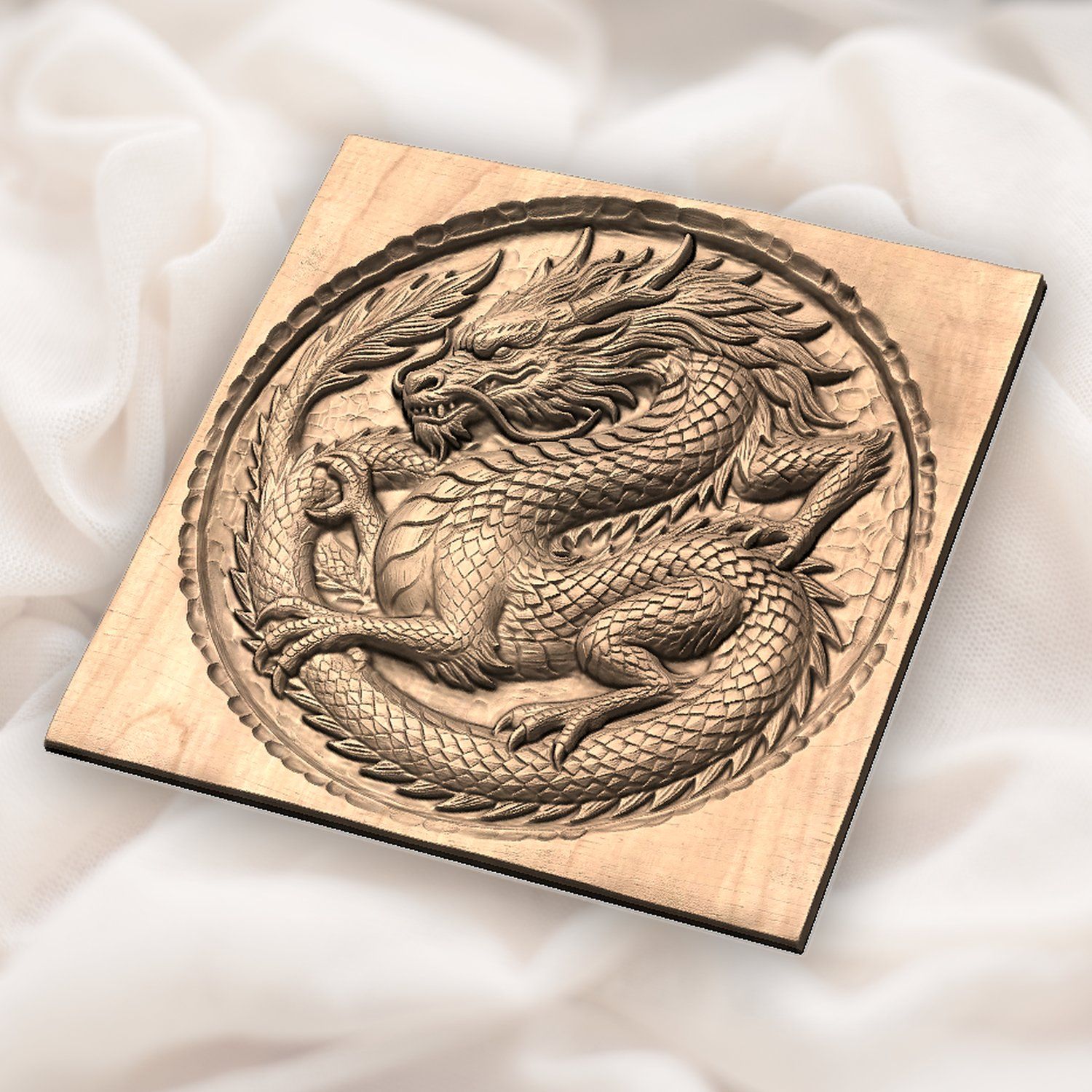 Medieval Coiled Dragon Medallion CNC Relief STL bas-relief STL — view 5