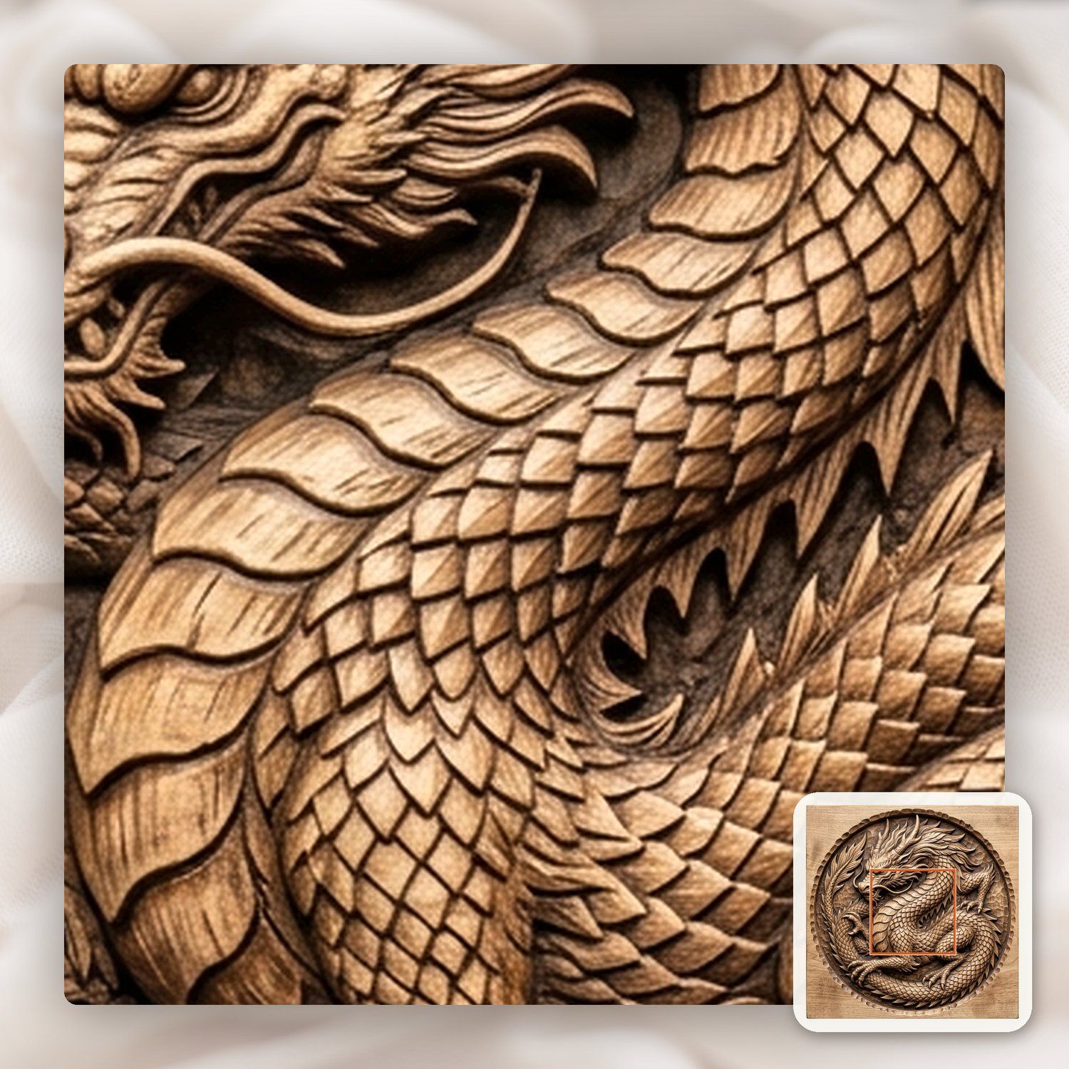 Medieval Coiled Dragon Medallion CNC Relief STL bas-relief STL — view 10