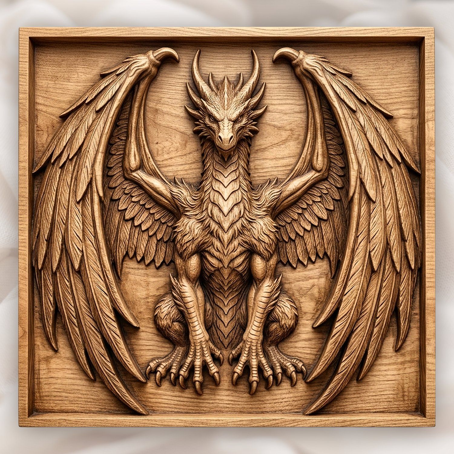 Medieval Guardian Dragon Decorative Panel CNC Relief STL bas-relief STL design
