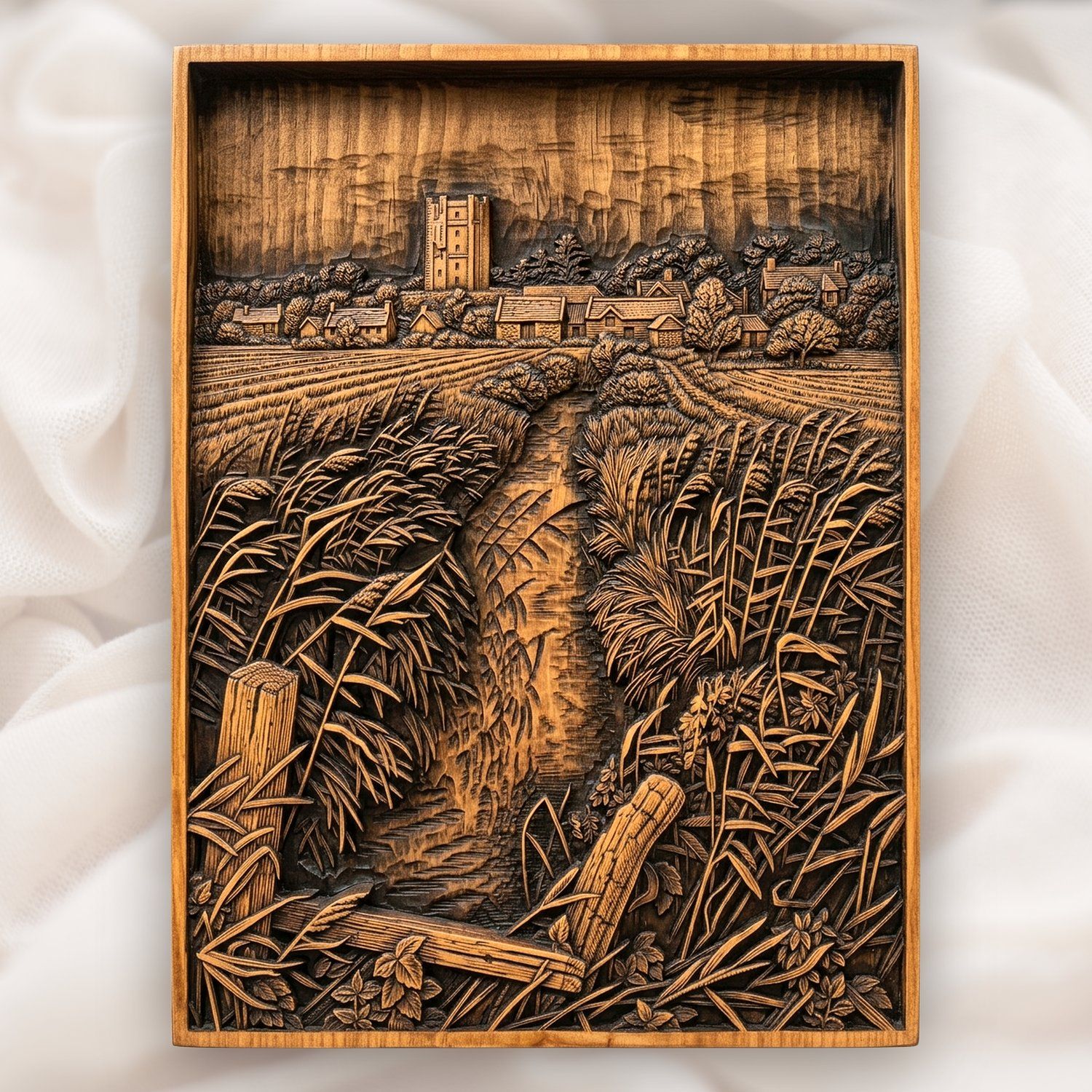 Medieval Village Castle Landscape CNC Relief STL bas-relief STL design