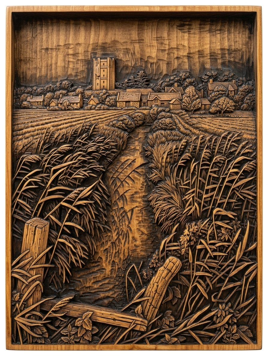 Medieval Village Castle Landscape CNC Relief STL bas-relief STL — view 4
