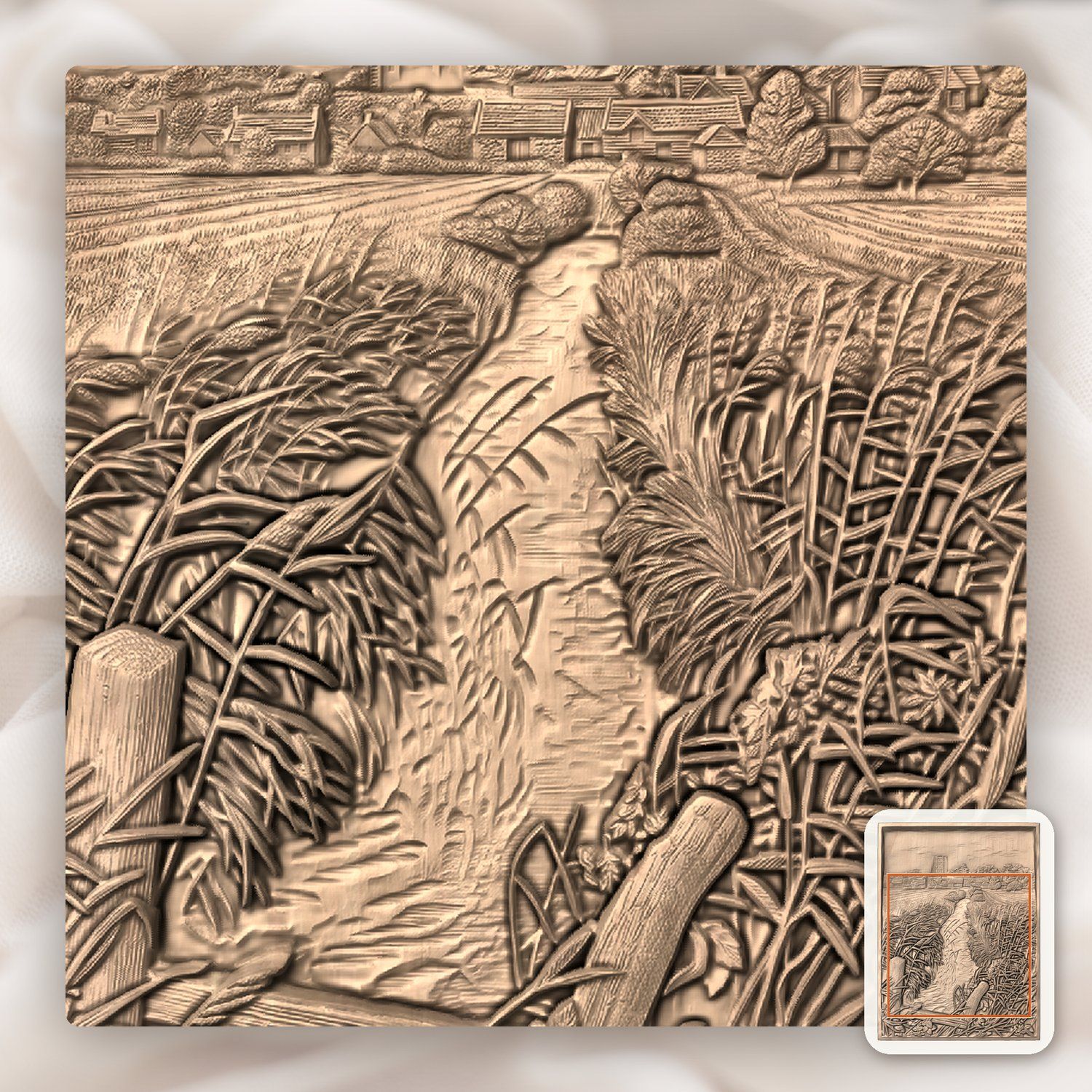 Medieval Village Castle Landscape CNC Relief STL bas-relief STL — view 7