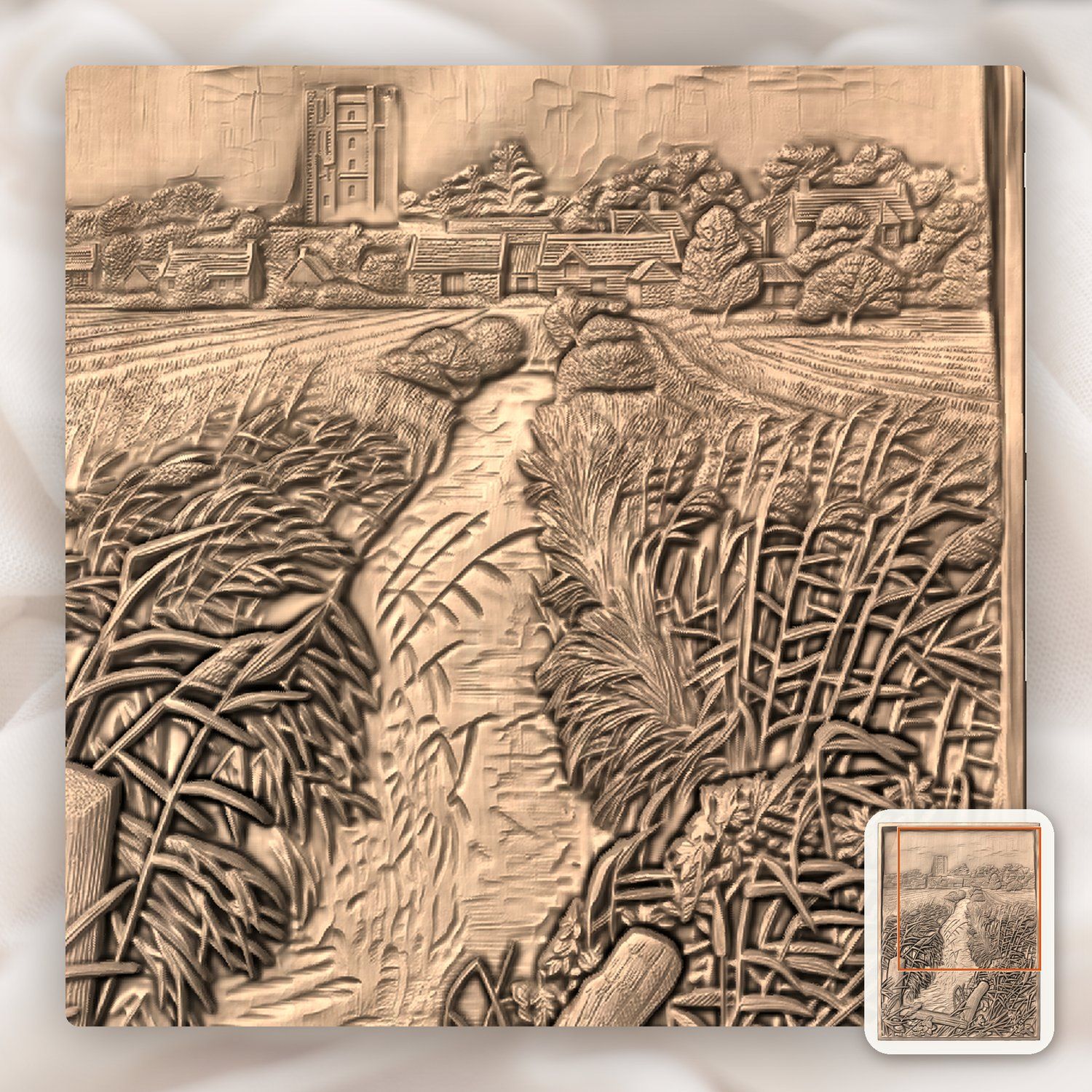 Medieval Village Castle Landscape CNC Relief STL bas-relief STL — view 10