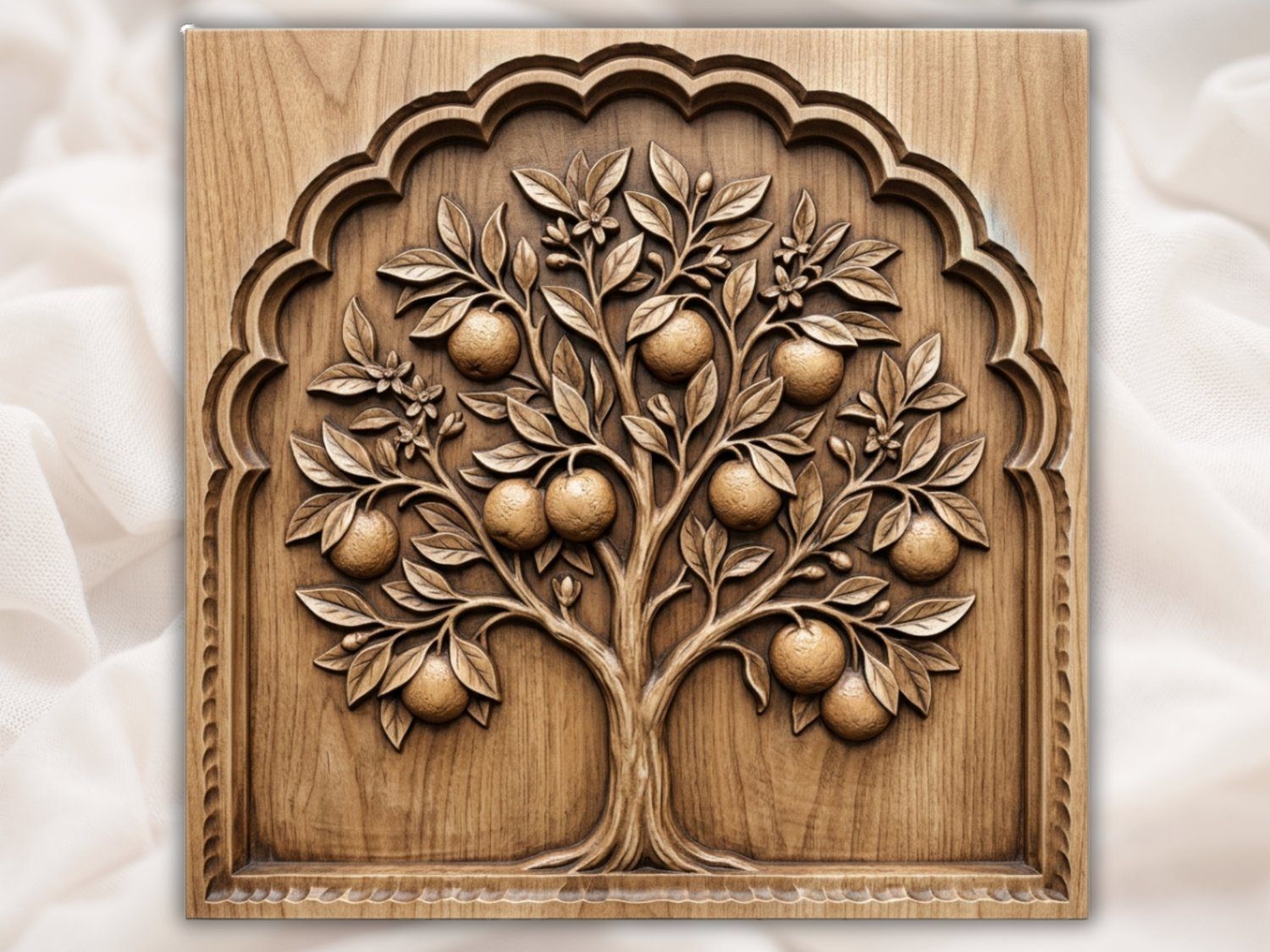 Mediterranean Orange Tree Arch CNC Relief STL bas-relief STL — view 2