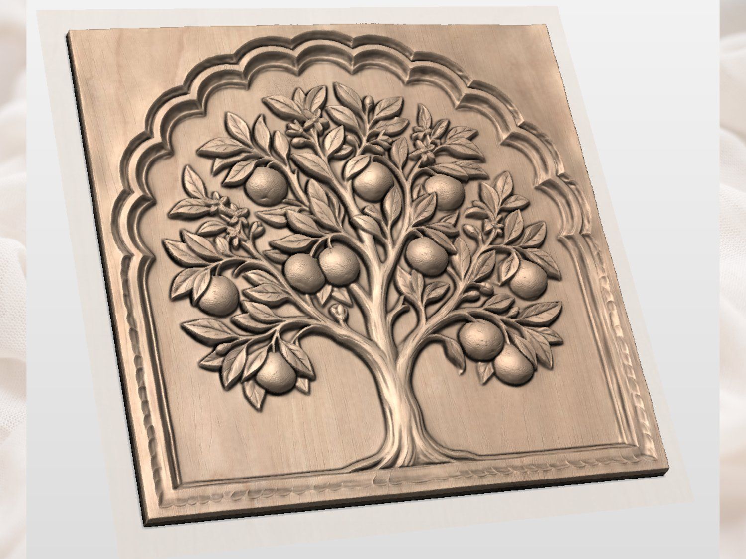 Mediterranean Orange Tree Arch CNC Relief STL bas-relief STL — view 3