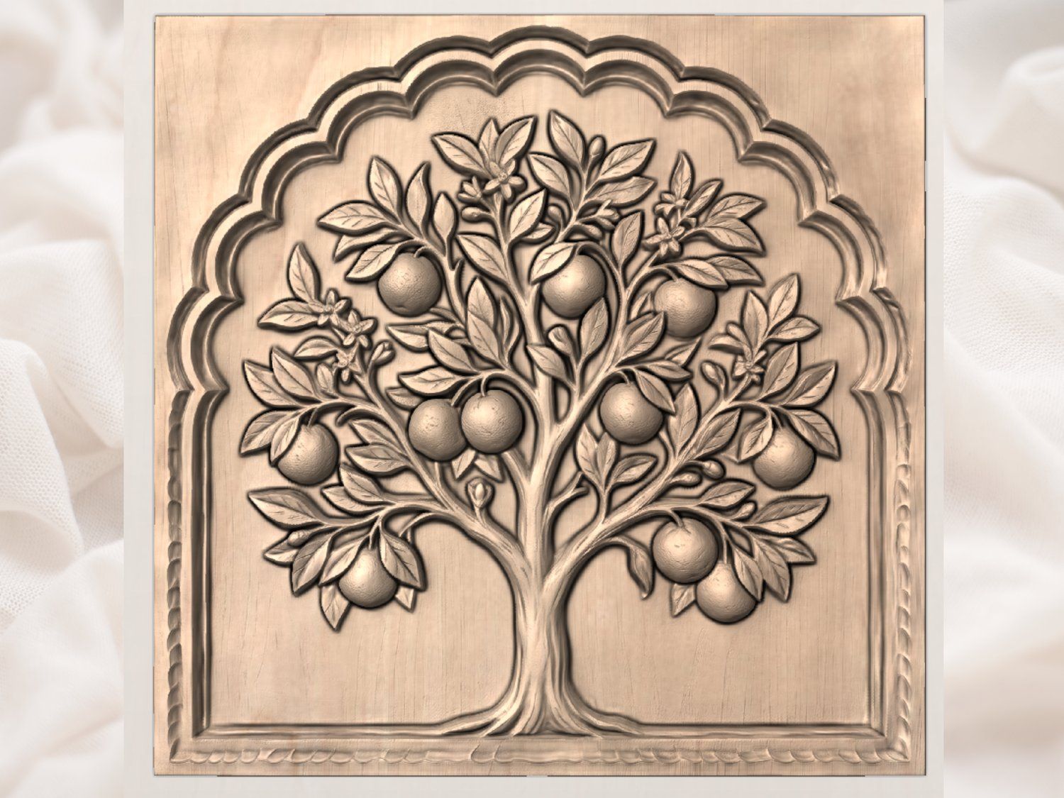 Mediterranean Orange Tree Arch CNC Relief STL bas-relief STL — view 4