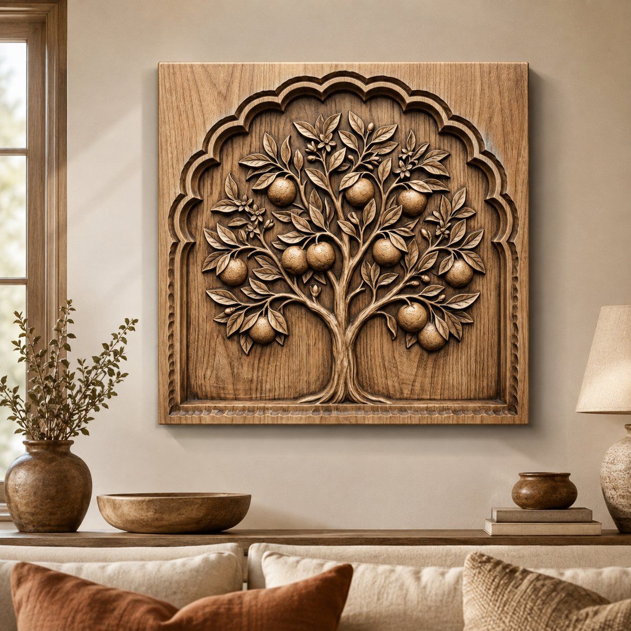 Mediterranean Orange Tree Arch CNC Relief STL bas-relief STL — view 6