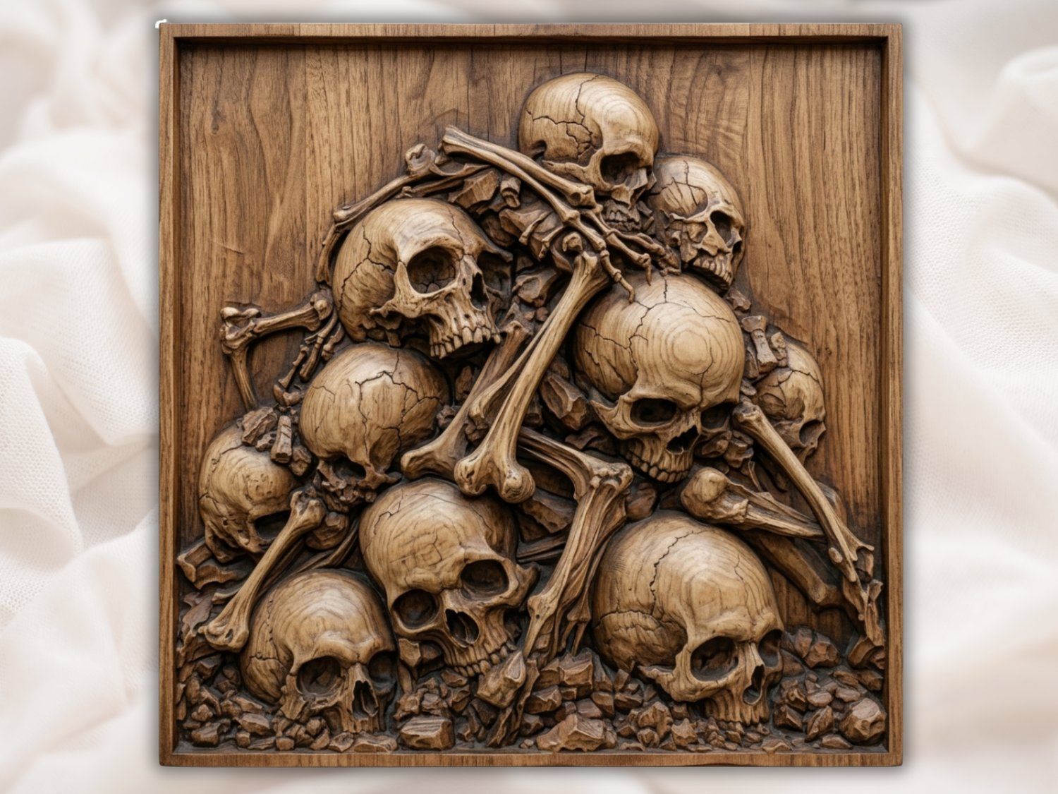 Memento Mori Skull Pile Ossuary Wall Art CNC Relief STL bas-relief STL — view 2