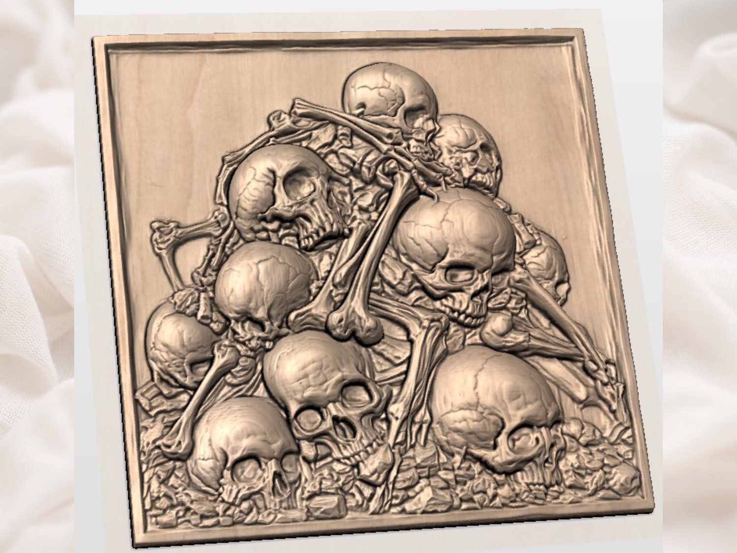 Memento Mori Skull Pile Ossuary Wall Art CNC Relief STL bas-relief STL — view 4