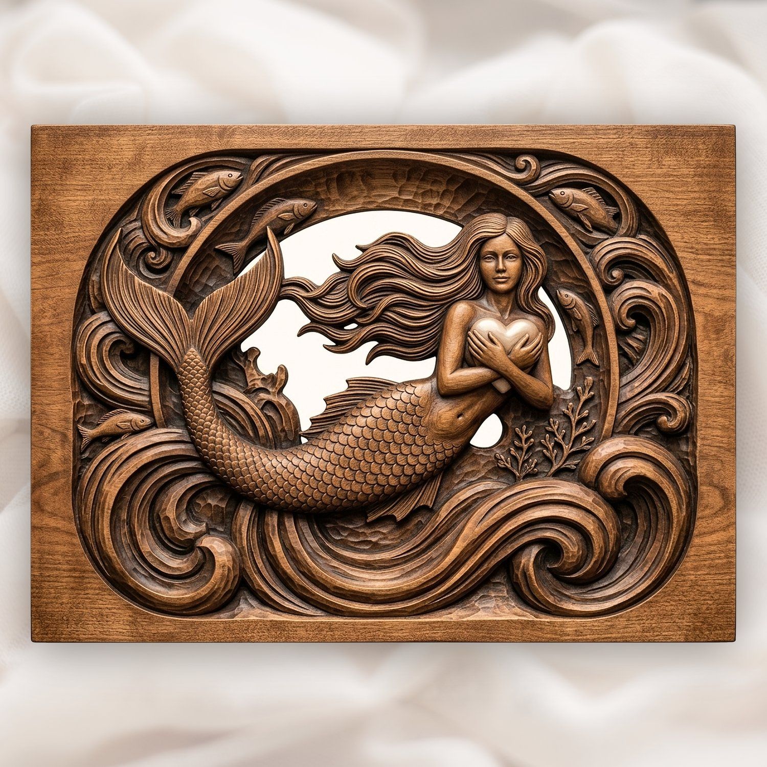 Mermaid Heart Ocean Fantasy CNC Relief STL bas-relief STL design