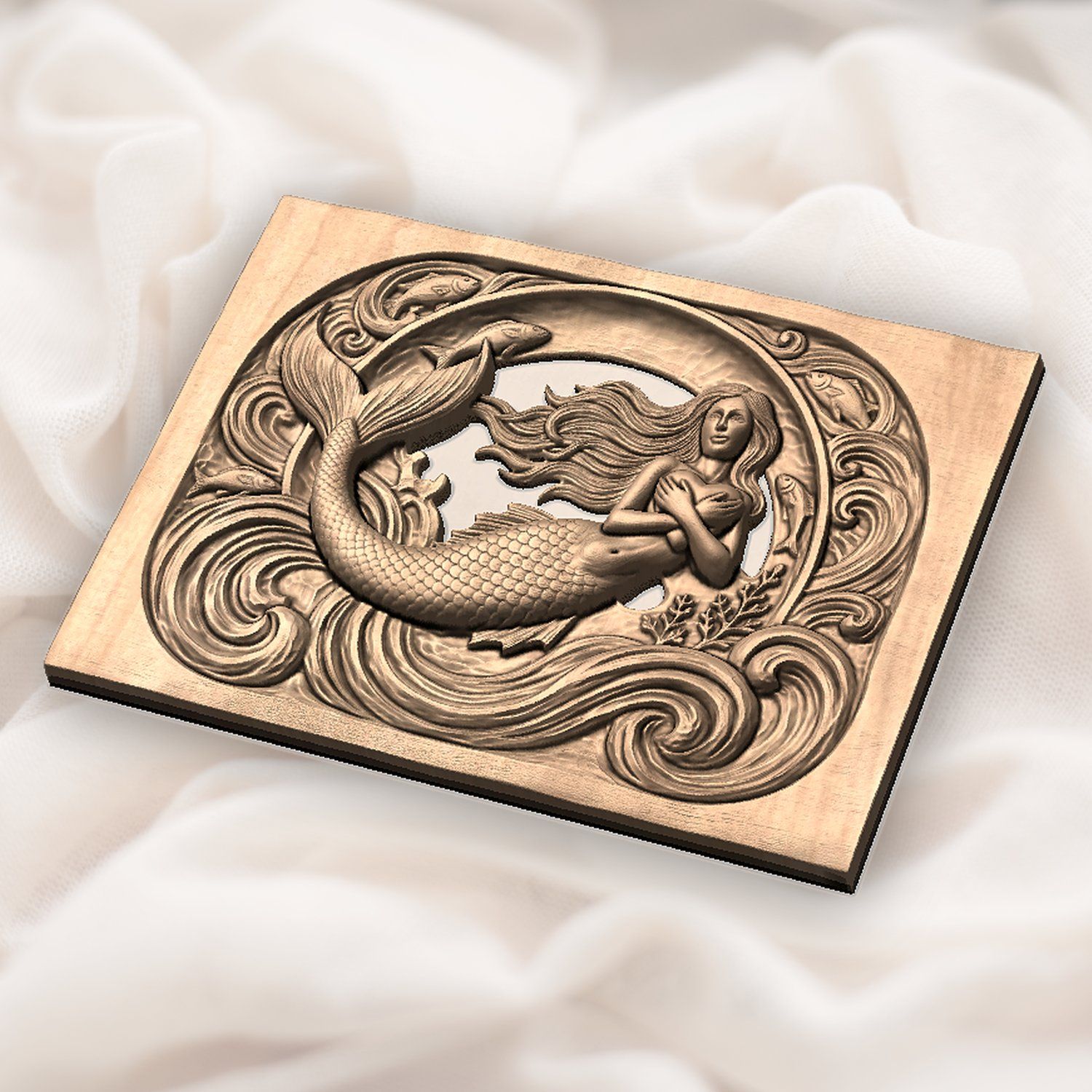 Mermaid Heart Ocean Fantasy CNC Relief STL bas-relief STL — view 6