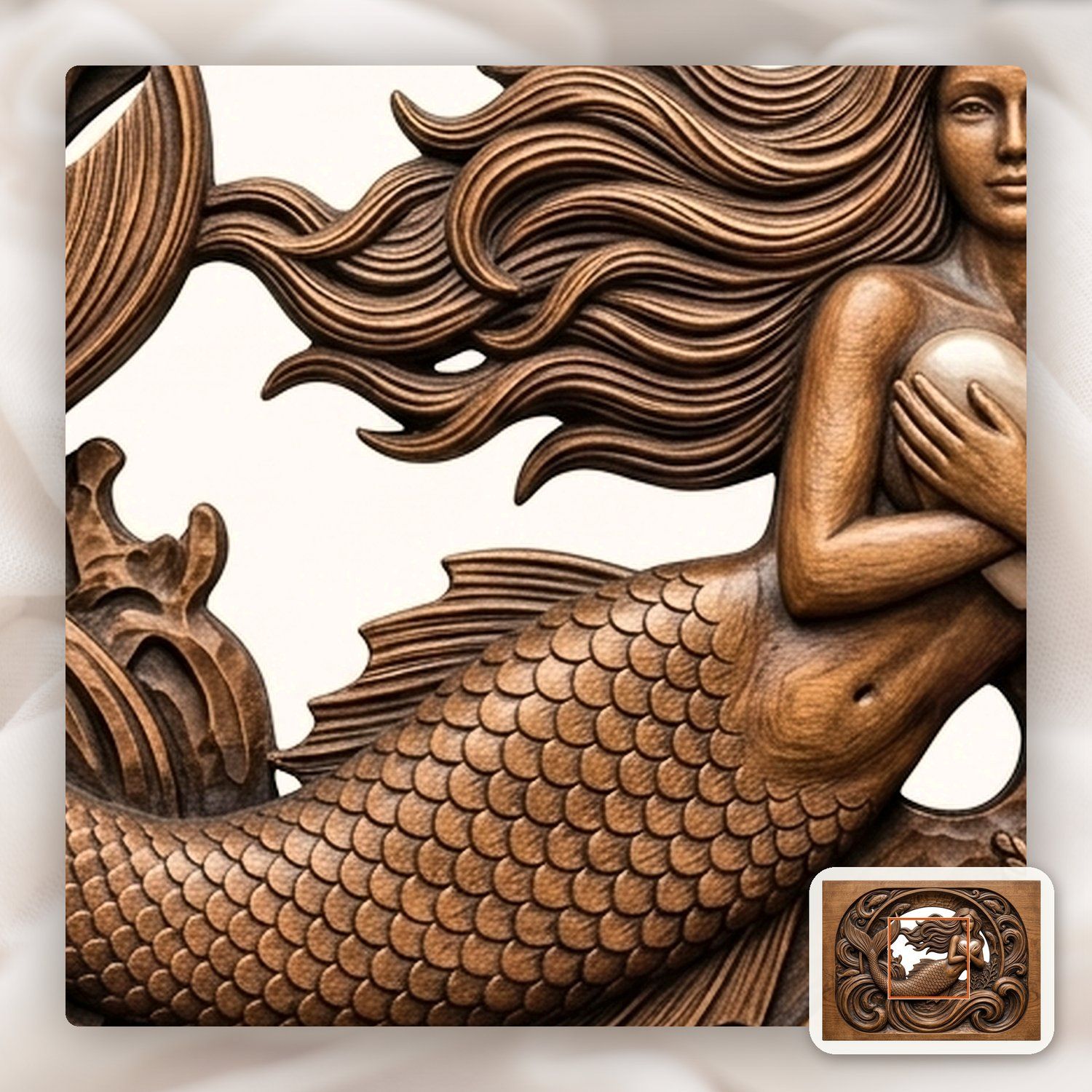 Mermaid Heart Ocean Fantasy CNC Relief STL bas-relief STL — view 11
