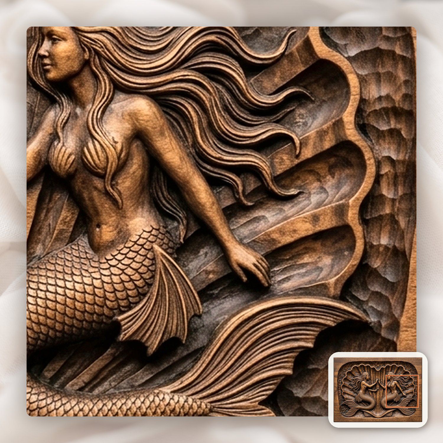 Mermaid Heart Scallop CNC Relief STL bas-relief STL — view 12