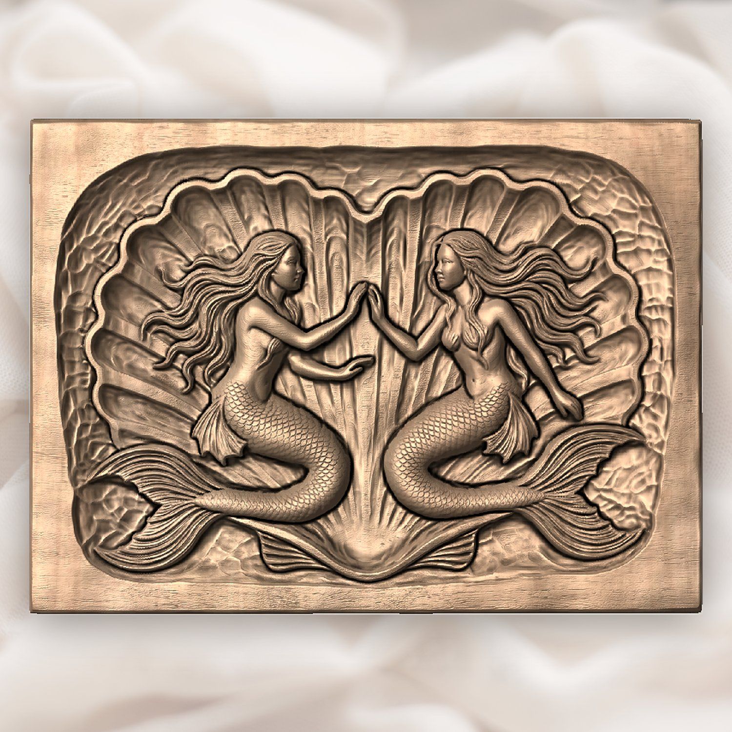 Mermaid Heart Scallop CNC Relief STL bas-relief STL — view 5