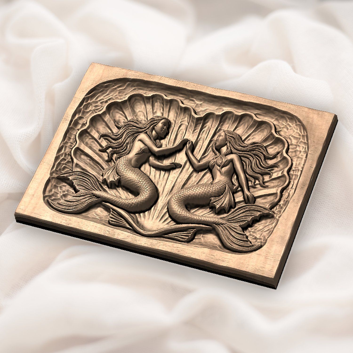 Mermaid Heart Scallop CNC Relief STL bas-relief STL — view 6