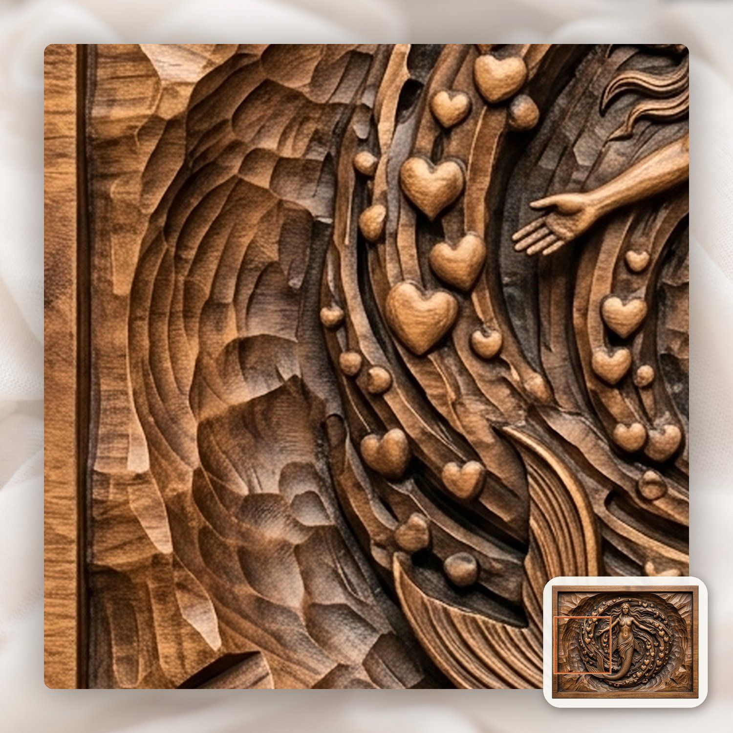 Mermaid Heart Vortex CNC Relief STL bas-relief STL — view 12