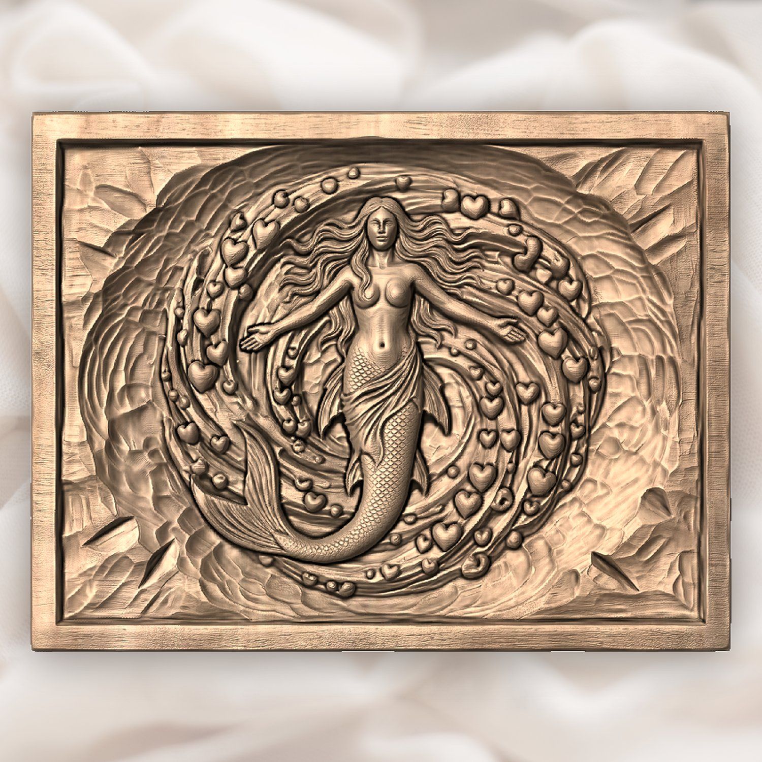 Mermaid Heart Vortex CNC Relief STL bas-relief STL — view 5
