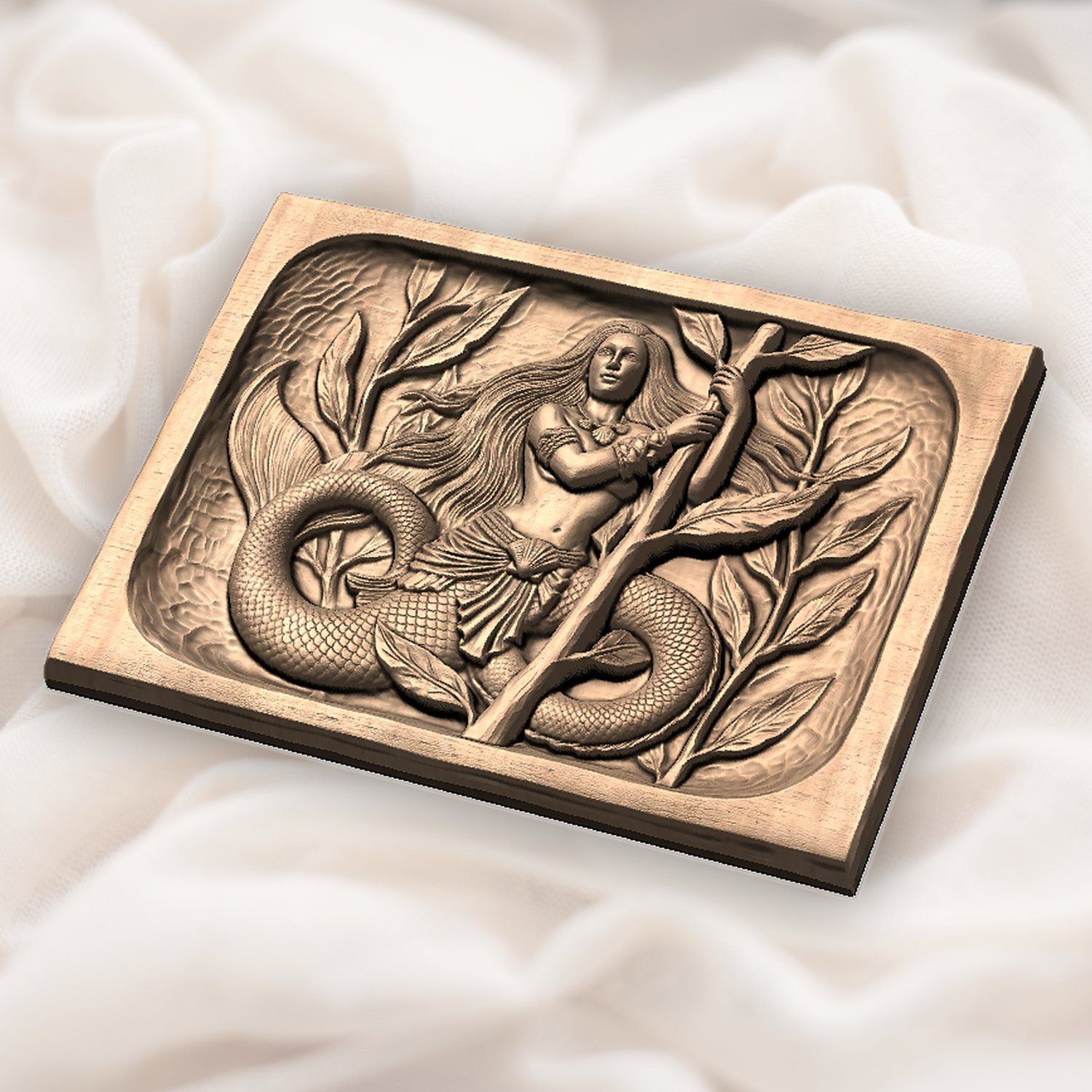 Mermaid Kelp Forest Wood Carving CNC Relief STL bas-relief STL — view 6