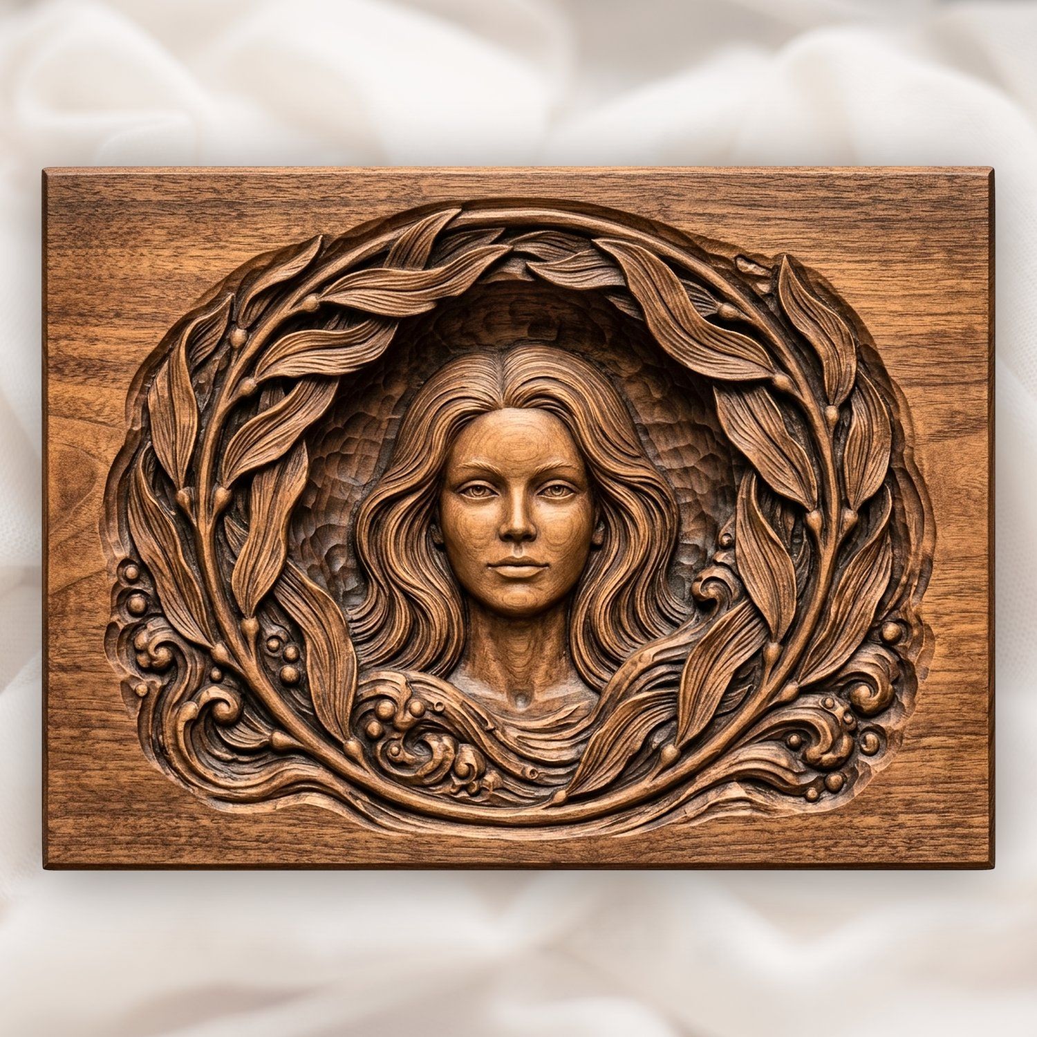 Mermaid Kelp Wreath Ocean CNC Relief STL bas-relief STL design