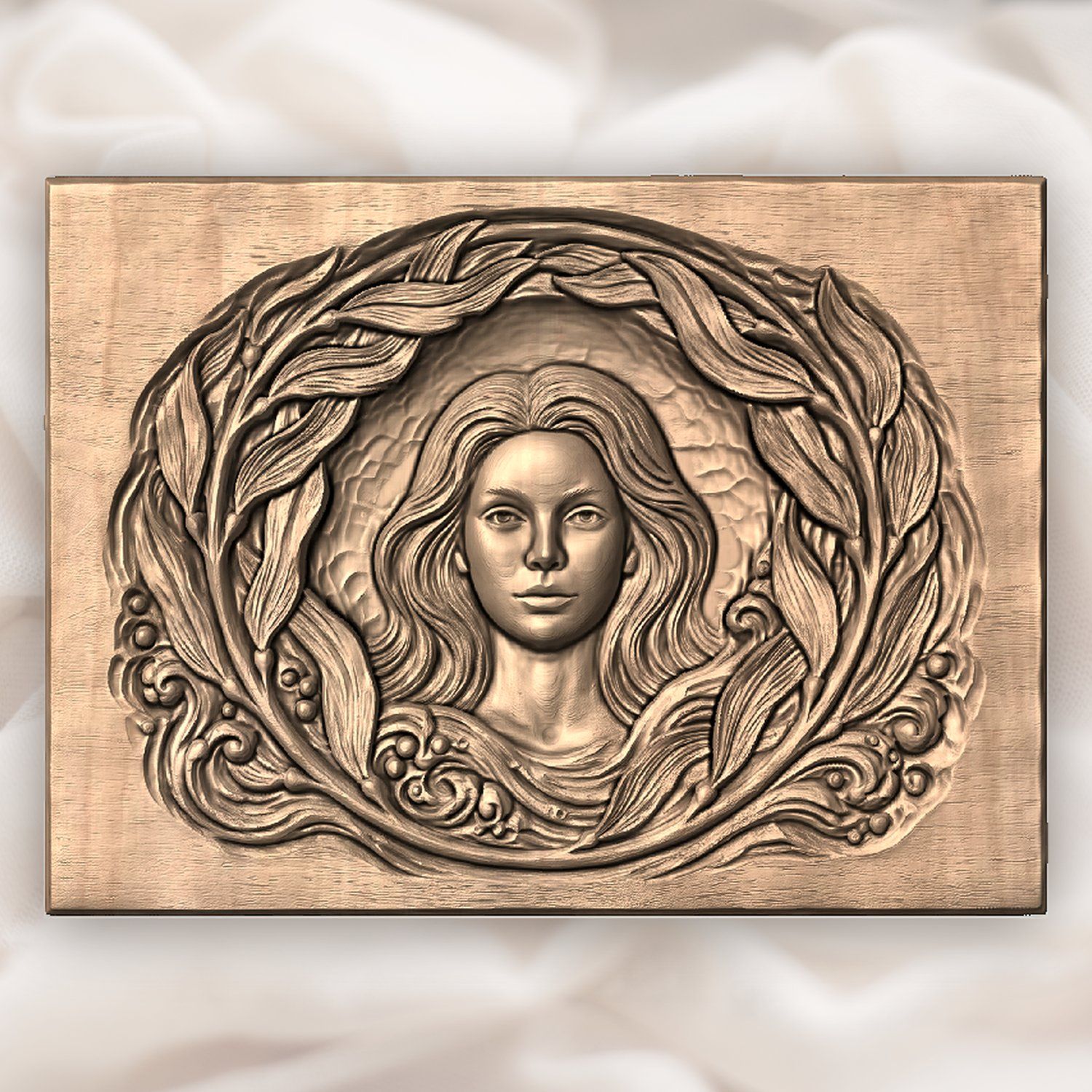 Mermaid Kelp Wreath Ocean CNC Relief STL bas-relief STL — view 5