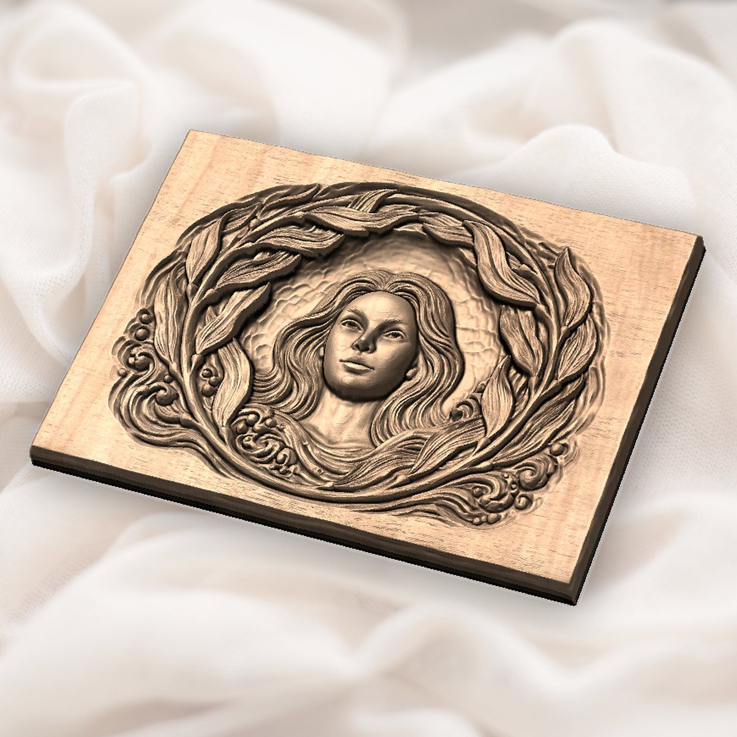 Mermaid Kelp Wreath Ocean CNC Relief STL bas-relief STL — view 6