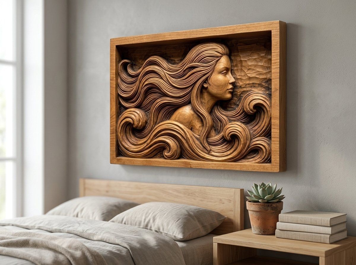 Mermaid Sea Siren Waves CNC Relief STL bas-relief STL — view 14