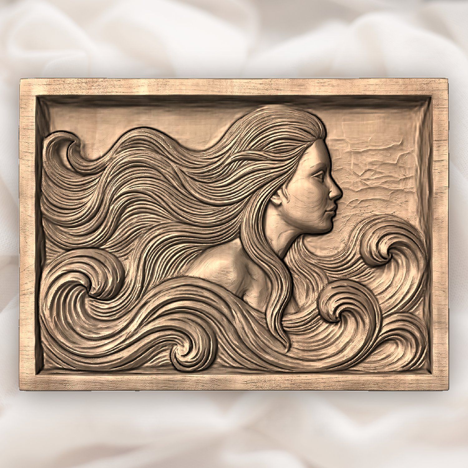 Mermaid Sea Siren Waves CNC Relief STL bas-relief STL — view 5