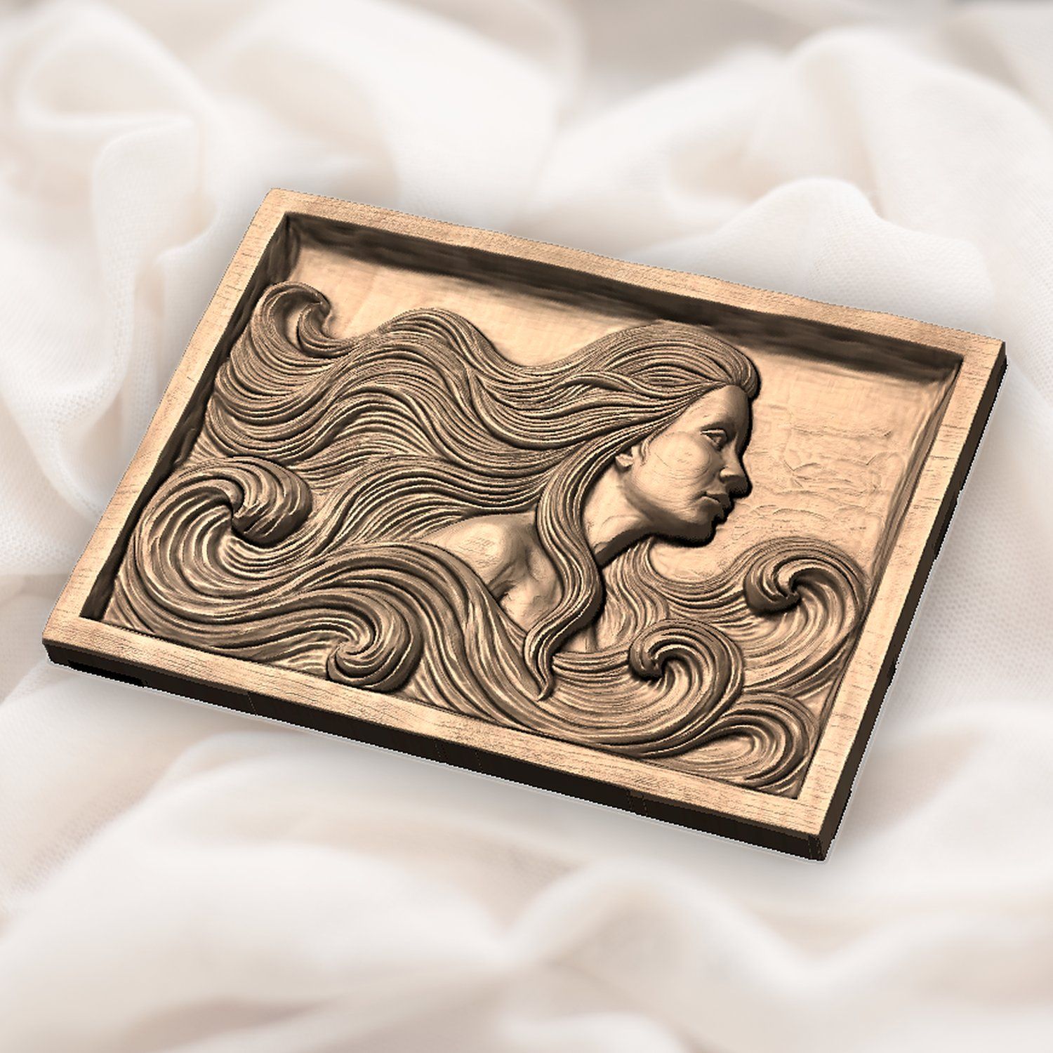 Mermaid Sea Siren Waves CNC Relief STL bas-relief STL — view 6