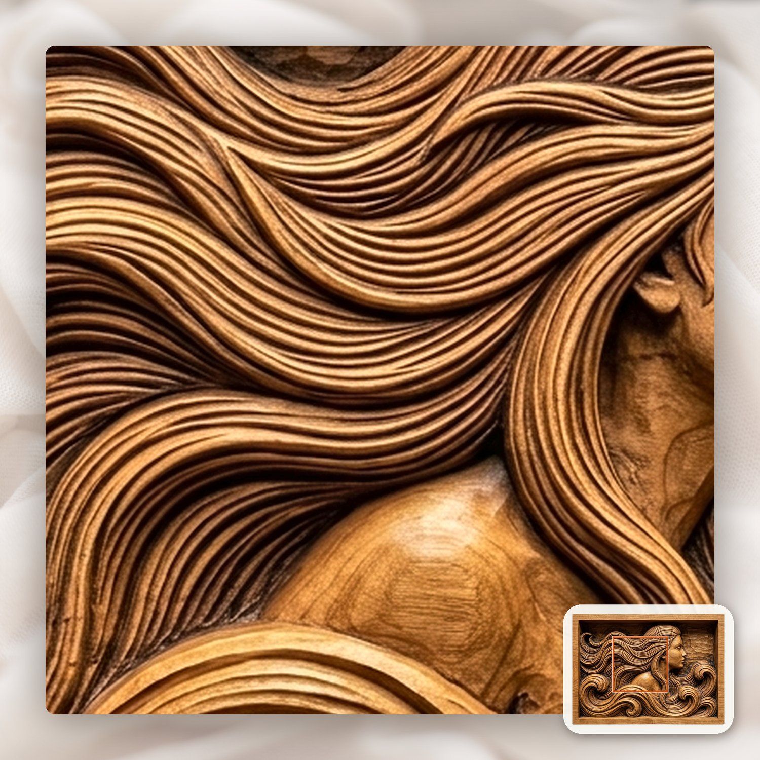 Mermaid Sea Siren Waves CNC Relief STL bas-relief STL — view 11